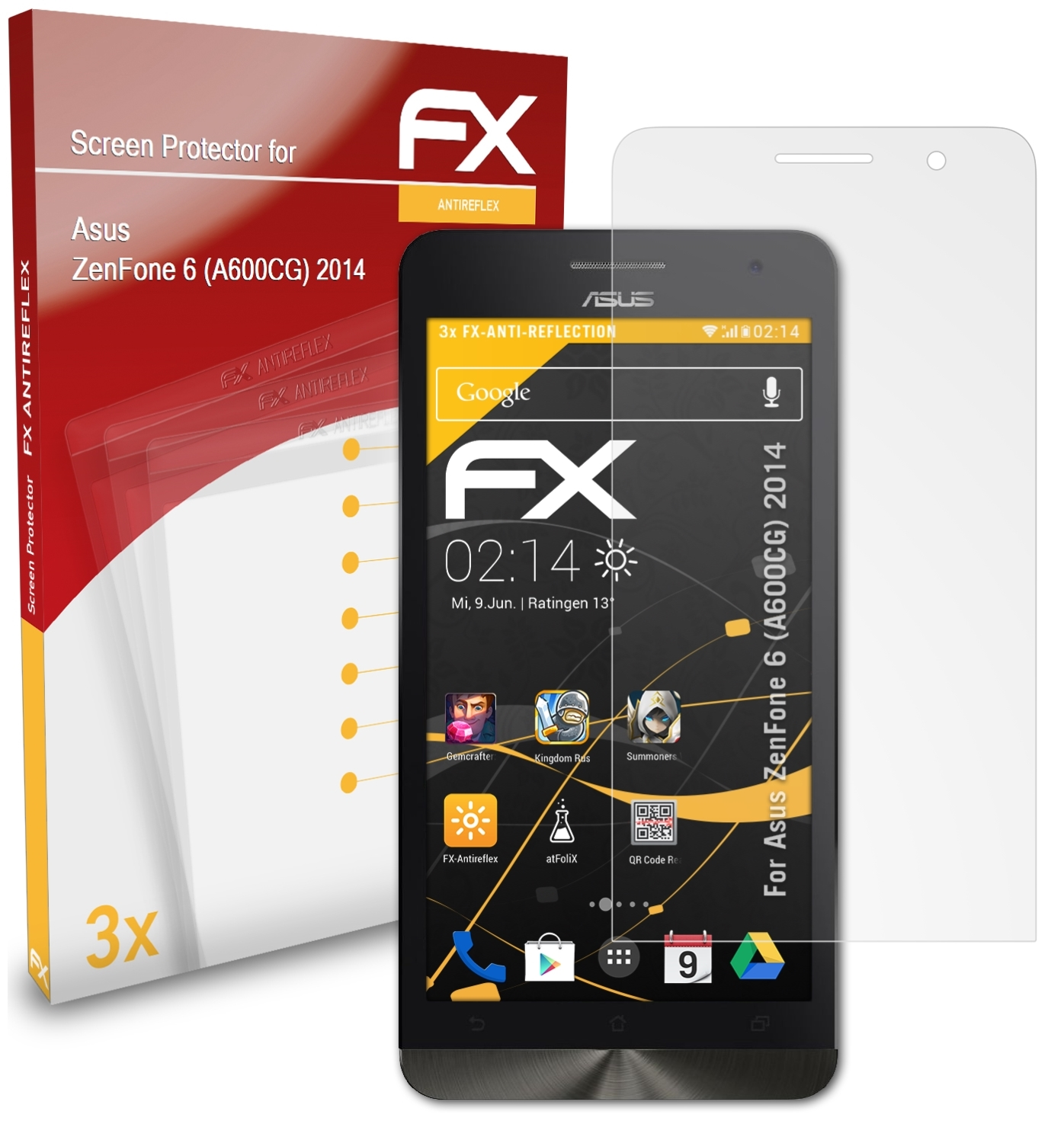 ATFOLIX 3x FX-Antireflex Displayschutz(für Asus 6 (A600CG) ZenFone (2014))