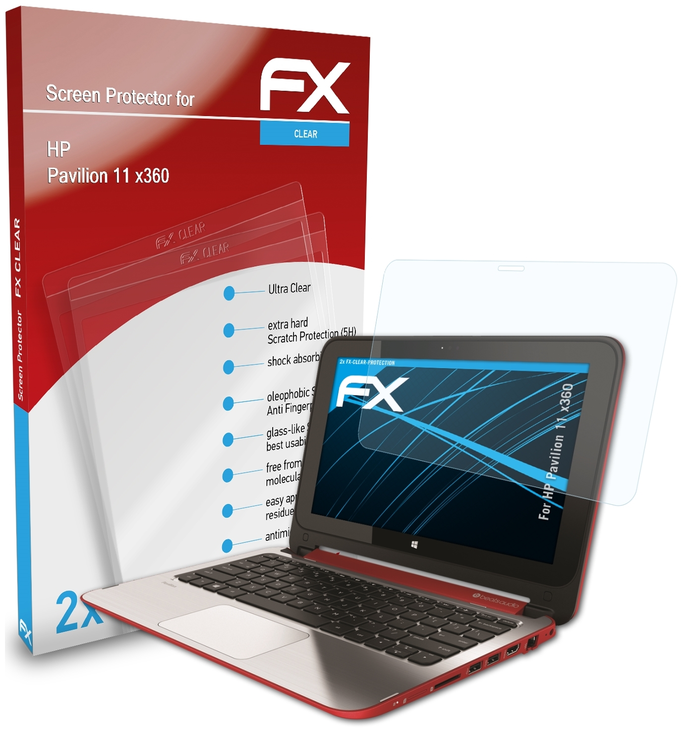 x360) ATFOLIX FX-Clear HP 11 Displayschutz(für 2x Pavilion