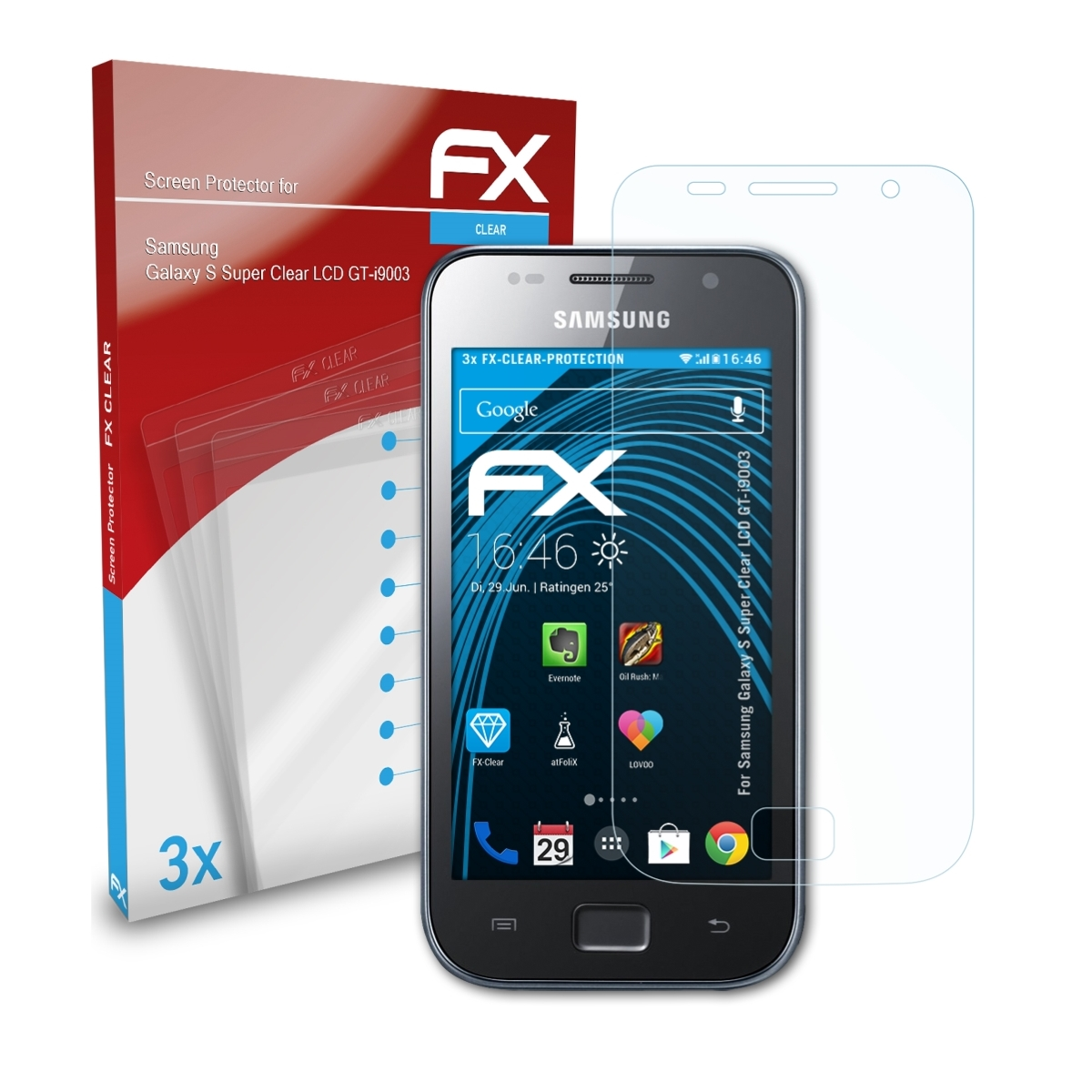 LCD (GT-i9003)) Galaxy 3x Super ATFOLIX Clear Samsung Displayschutz(für FX-Clear S
