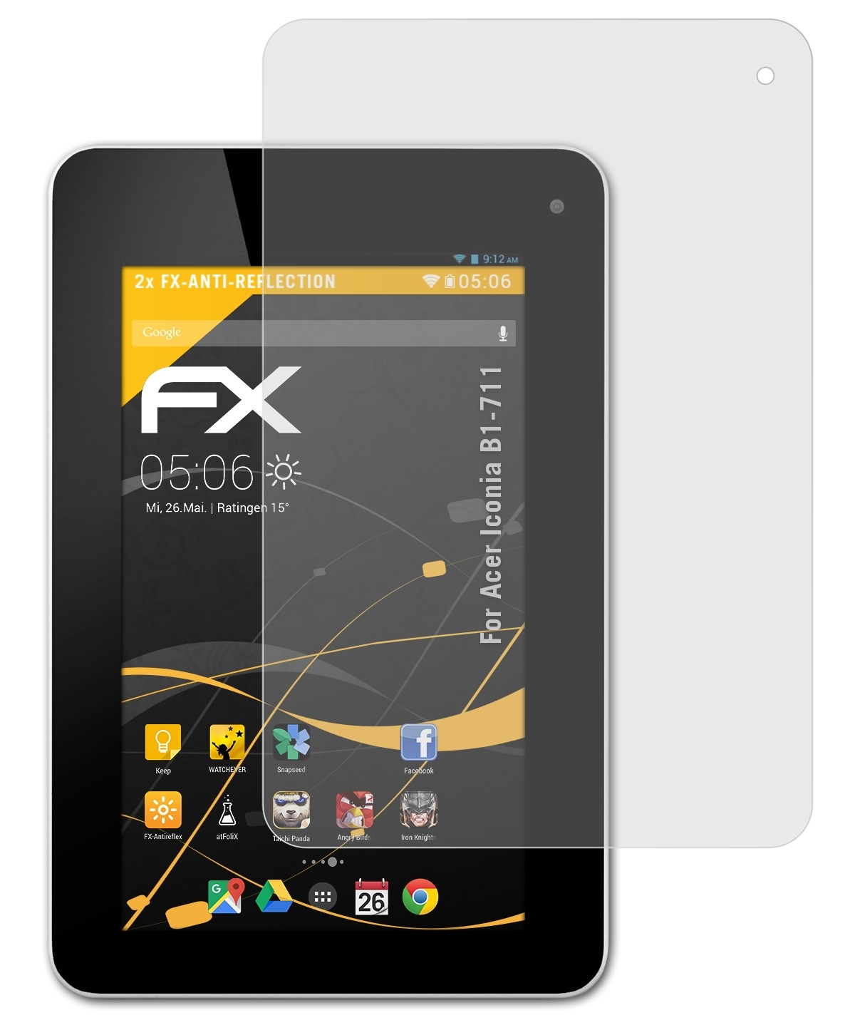 ATFOLIX 2x FX-Antireflex Displayschutz(für Acer B1-711) Iconia