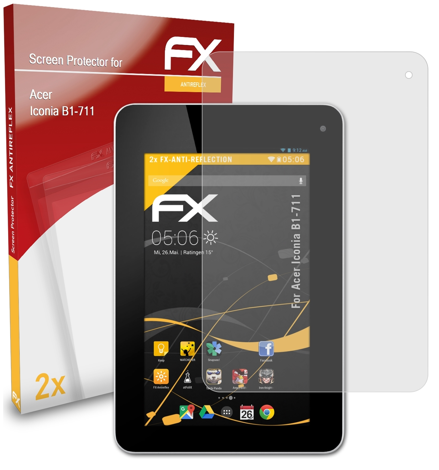ATFOLIX 2x FX-Antireflex Displayschutz(für Acer B1-711) Iconia