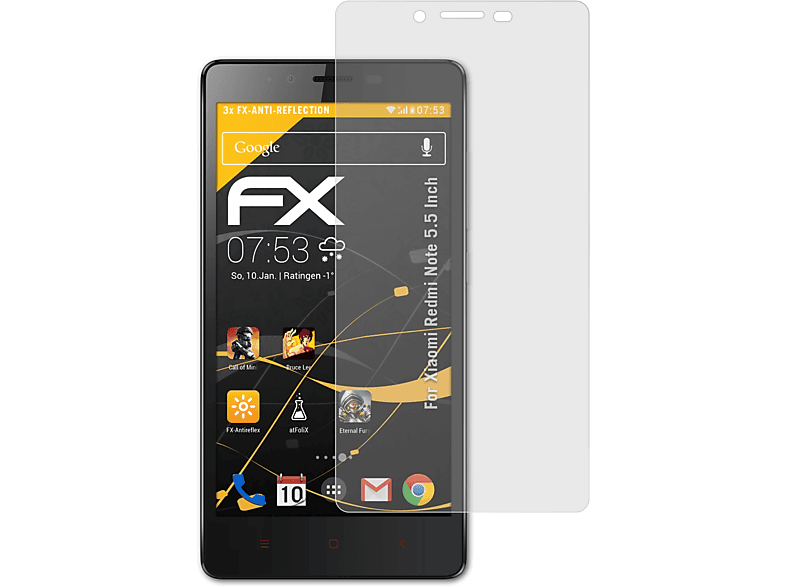ATFOLIX 3x FX-Antireflex Displayschutz(für Inch)) Redmi Xiaomi (5.5 Note