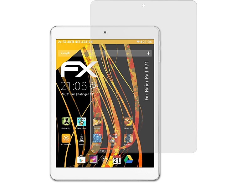 ATFOLIX 2x FX-Antireflex Displayschutz(für Haier Pad 971)