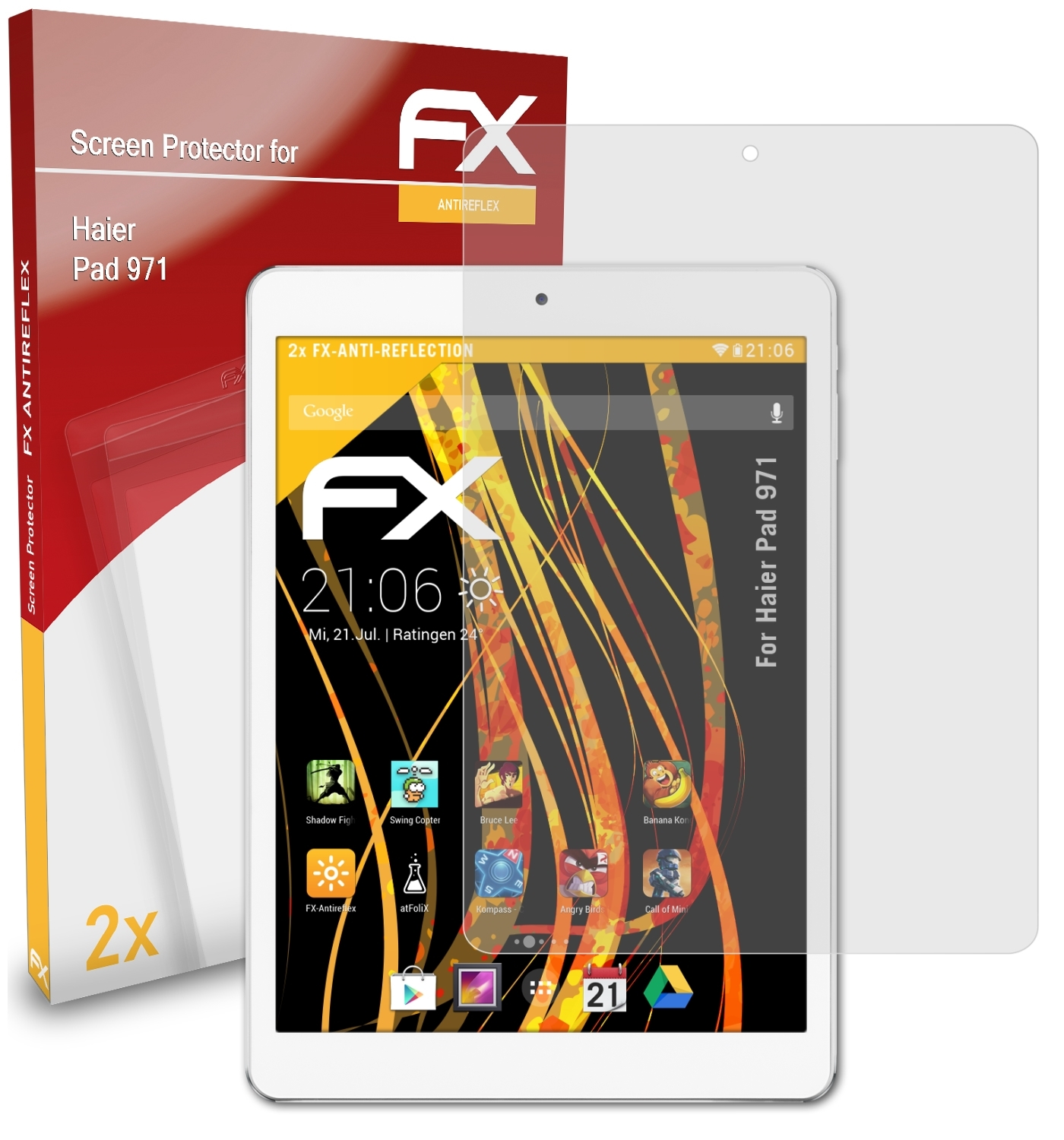 ATFOLIX 2x Pad 971) FX-Antireflex Haier Displayschutz(für