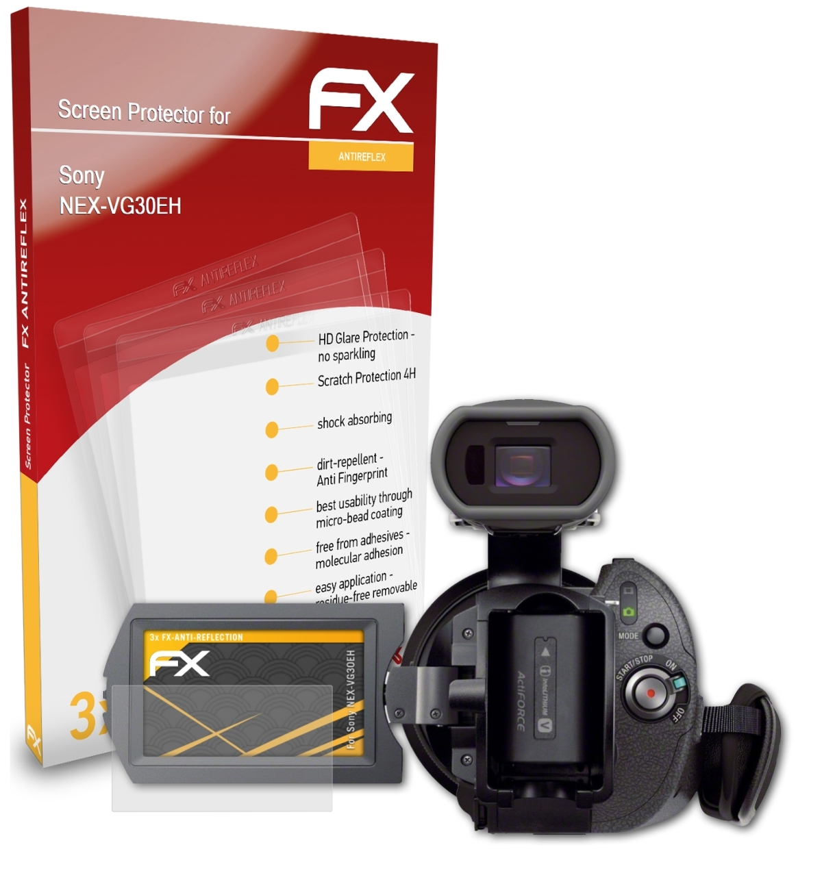 FX-Antireflex NEX-VG30EH) Sony 3x Displayschutz(für ATFOLIX