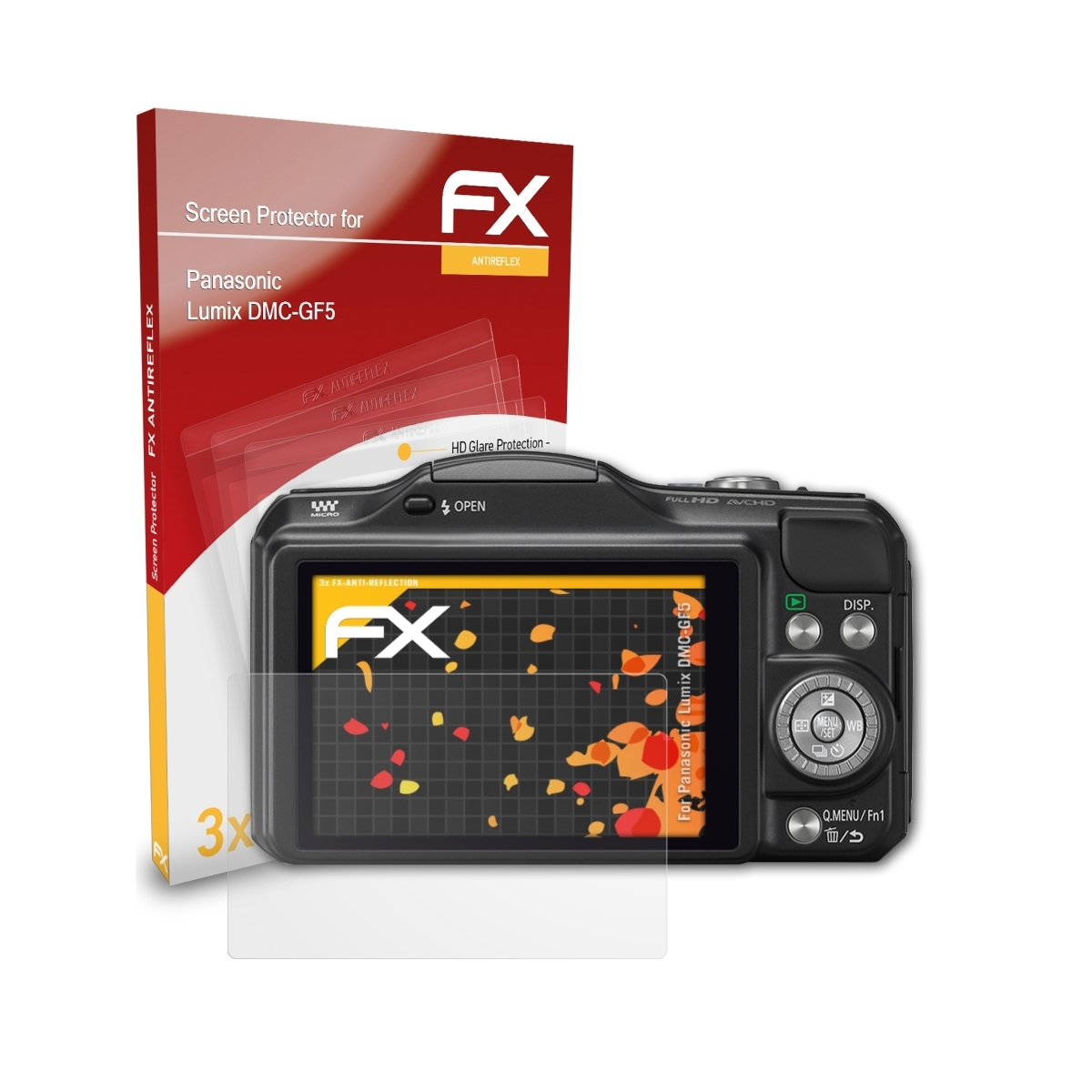 3x Panasonic Displayschutz(für DMC-GF5) ATFOLIX FX-Antireflex Lumix