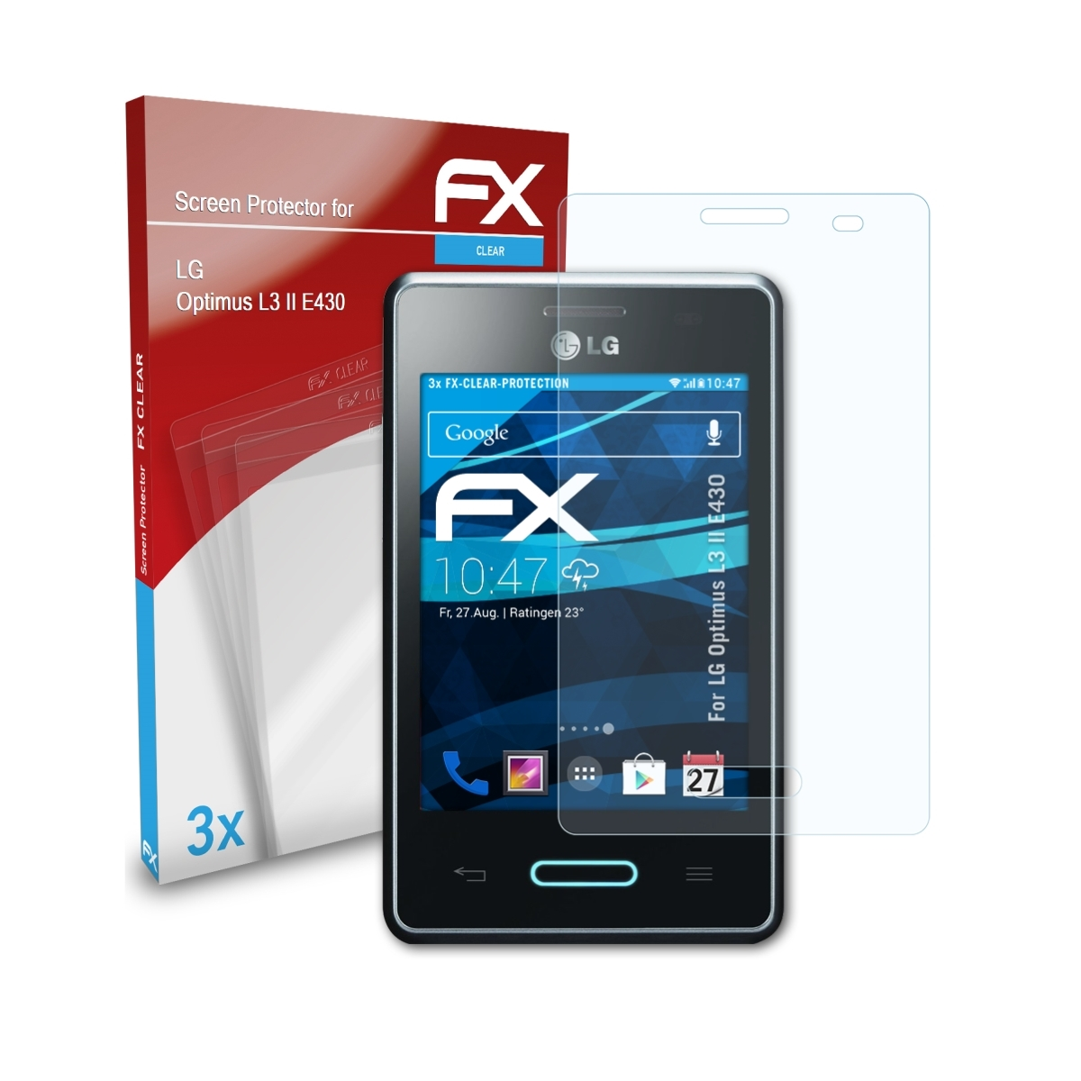 ATFOLIX 3x FX-Clear Displayschutz(für LG L3 Optimus (E430)) II