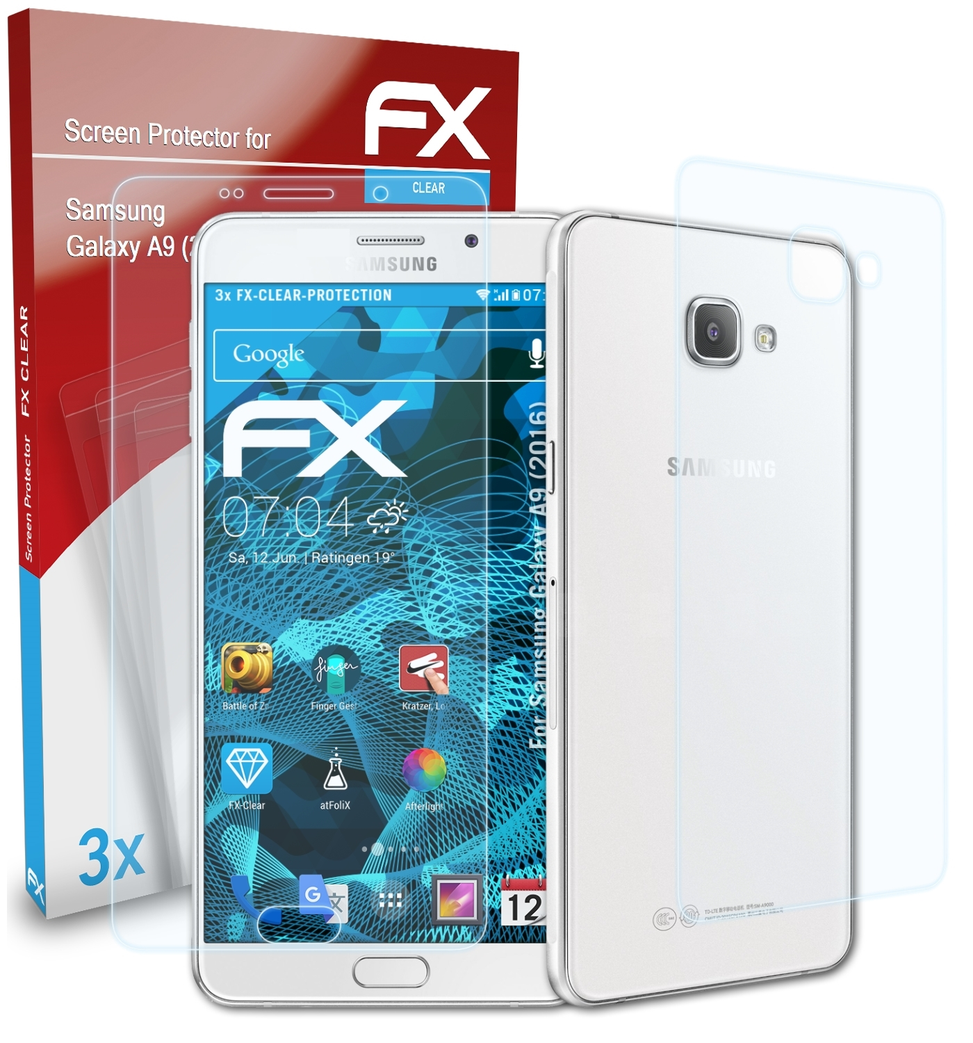 ATFOLIX 3x FX-Clear A9 (2016)) Displayschutz(für Galaxy Samsung