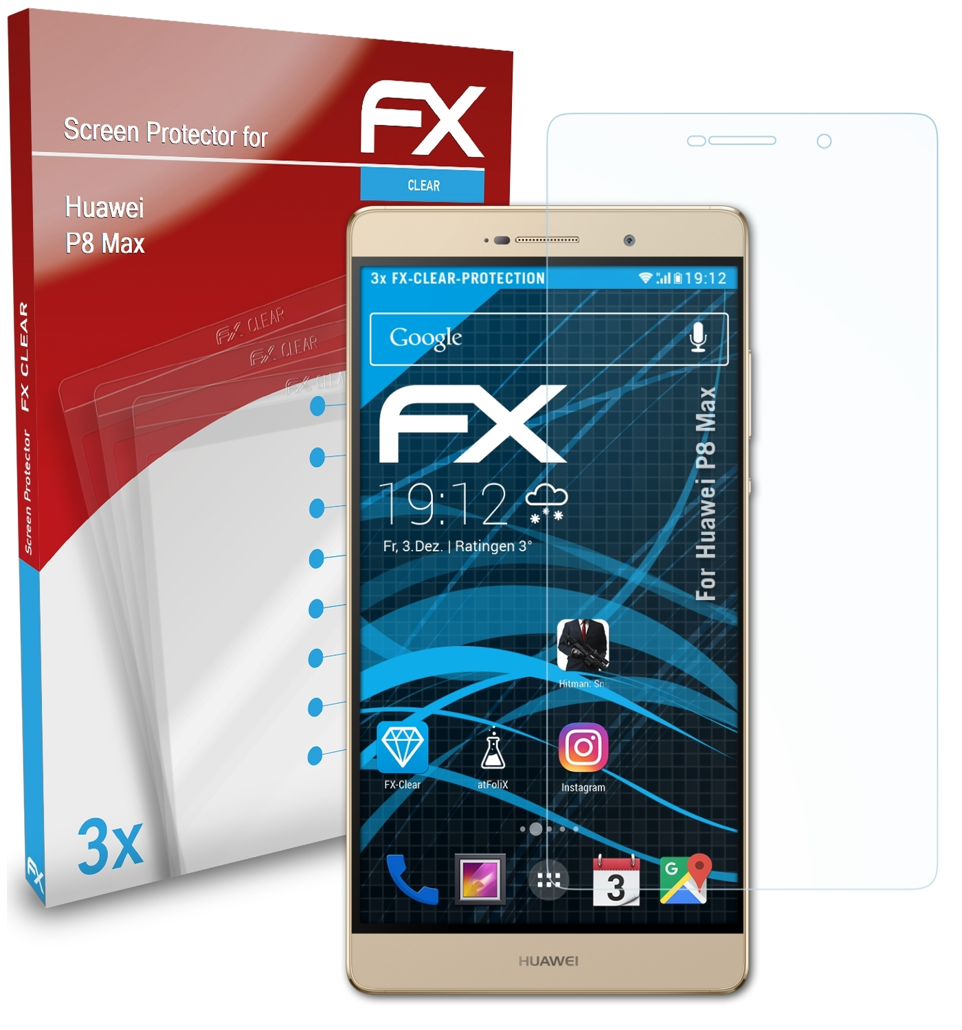 Displayschutz(für ATFOLIX P8 Huawei Max) 3x FX-Clear