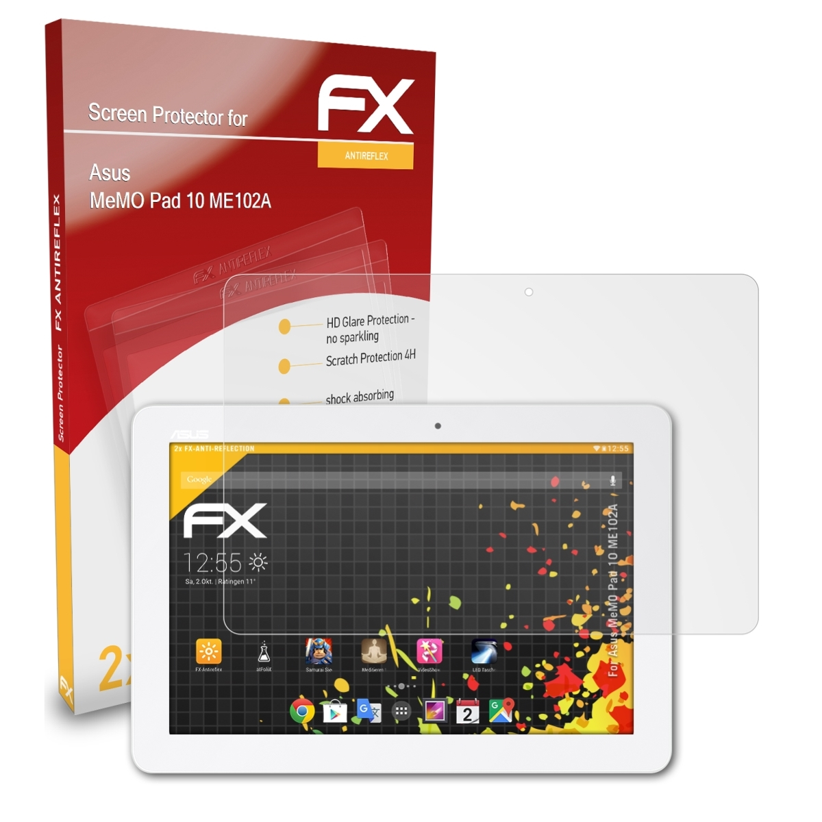 MeMO (ME102A)) 10 2x Pad FX-Antireflex Asus ATFOLIX Displayschutz(für