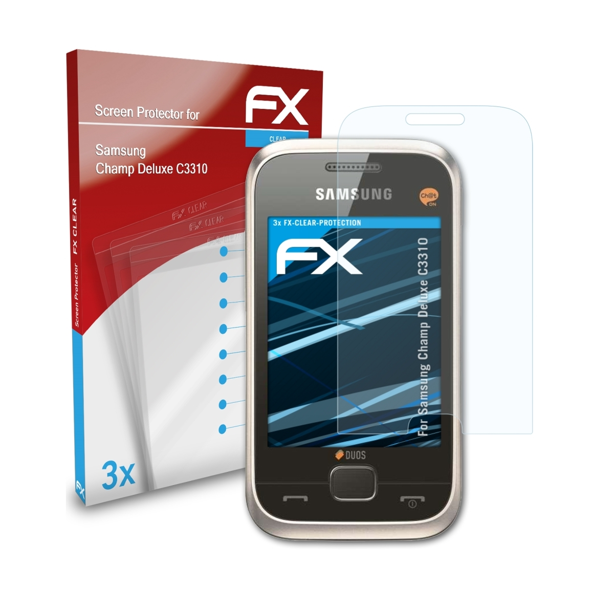 (C3310)) 3x Displayschutz(für ATFOLIX FX-Clear Champ Samsung Deluxe