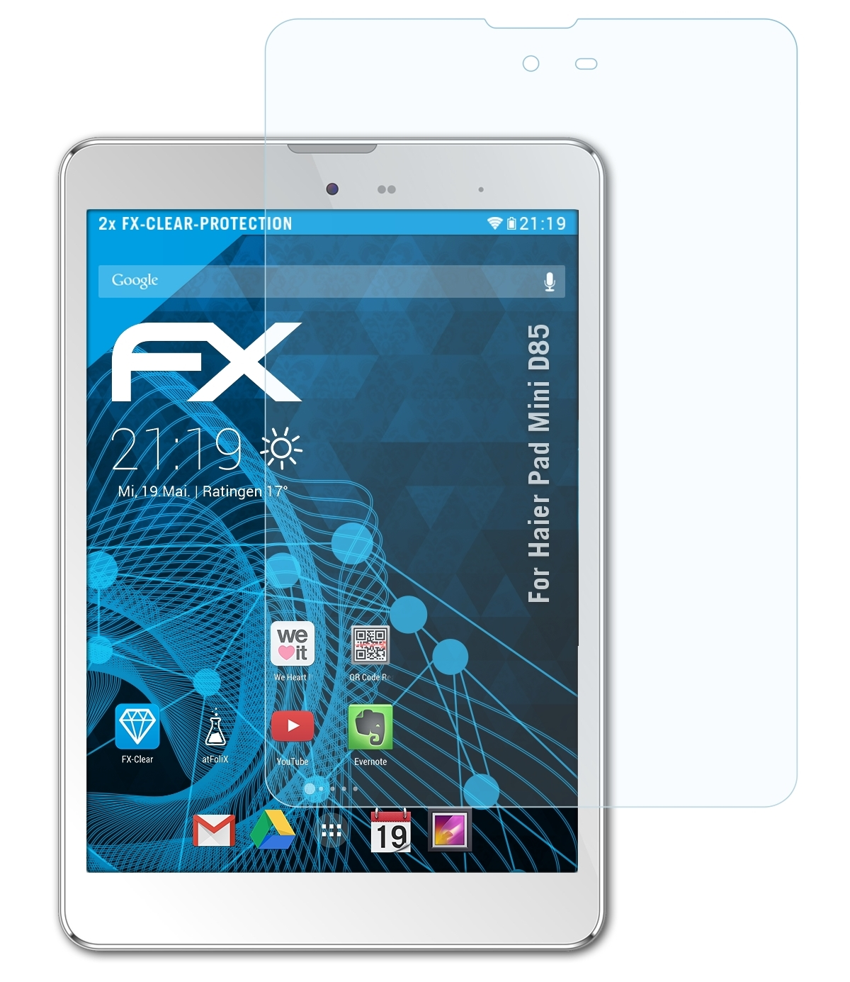 ATFOLIX 2x FX-Clear Mini Haier Displayschutz(für Pad D85)