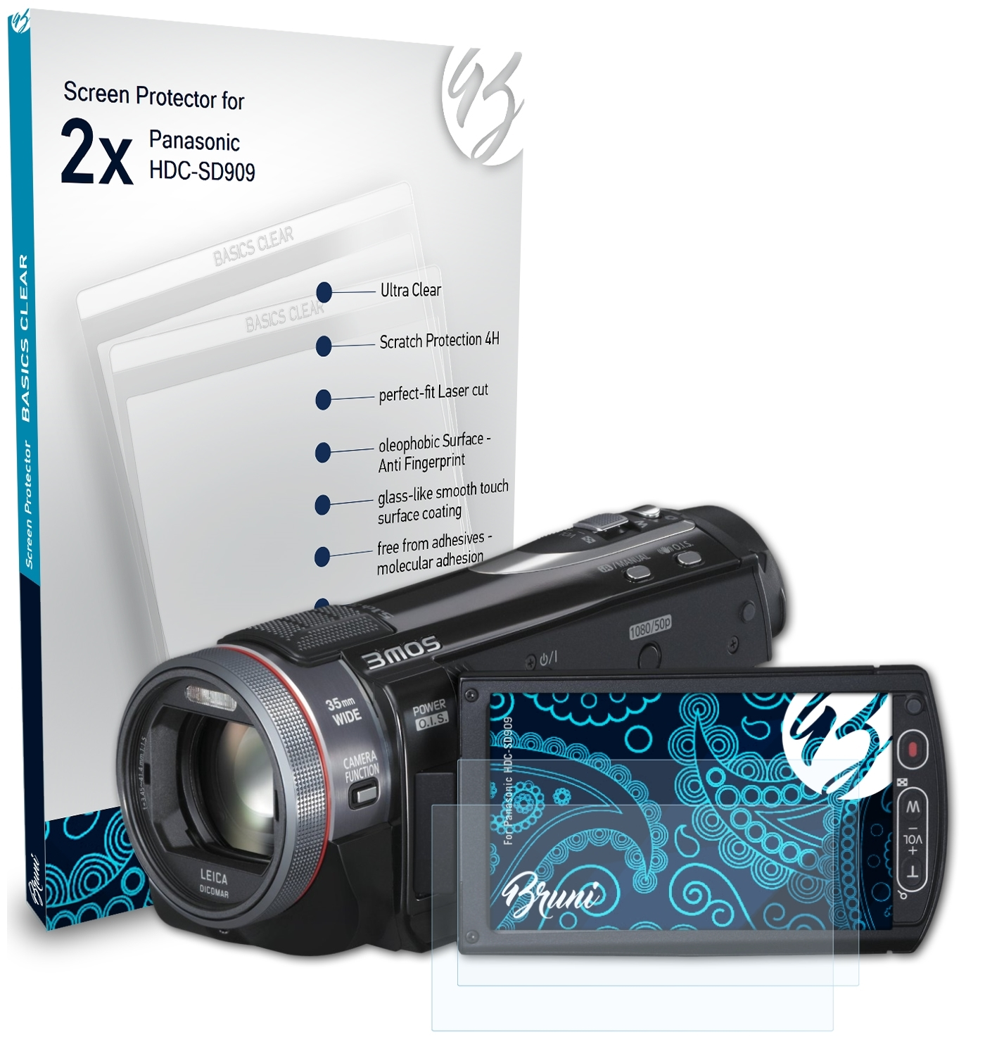 Schutzfolie(für 2x HDC-SD909) BRUNI Basics-Clear Panasonic