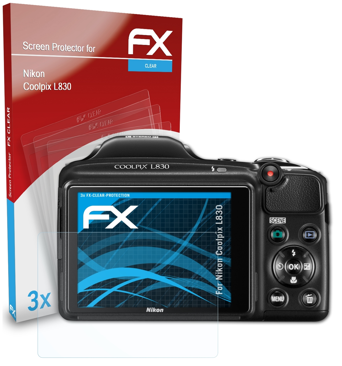 ATFOLIX Coolpix Displayschutz(für L830) Nikon FX-Clear 3x