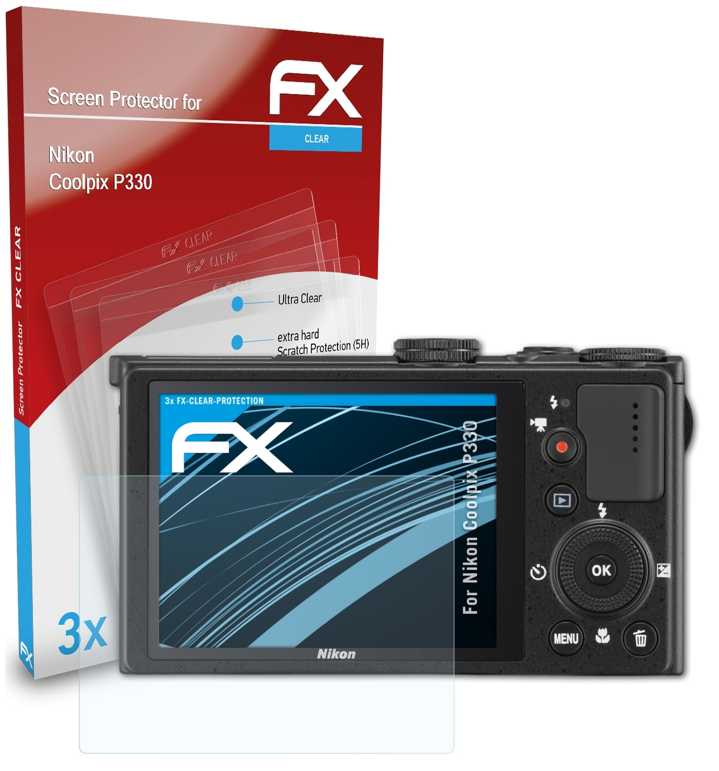 ATFOLIX 3x Nikon FX-Clear Displayschutz(für P330) Coolpix