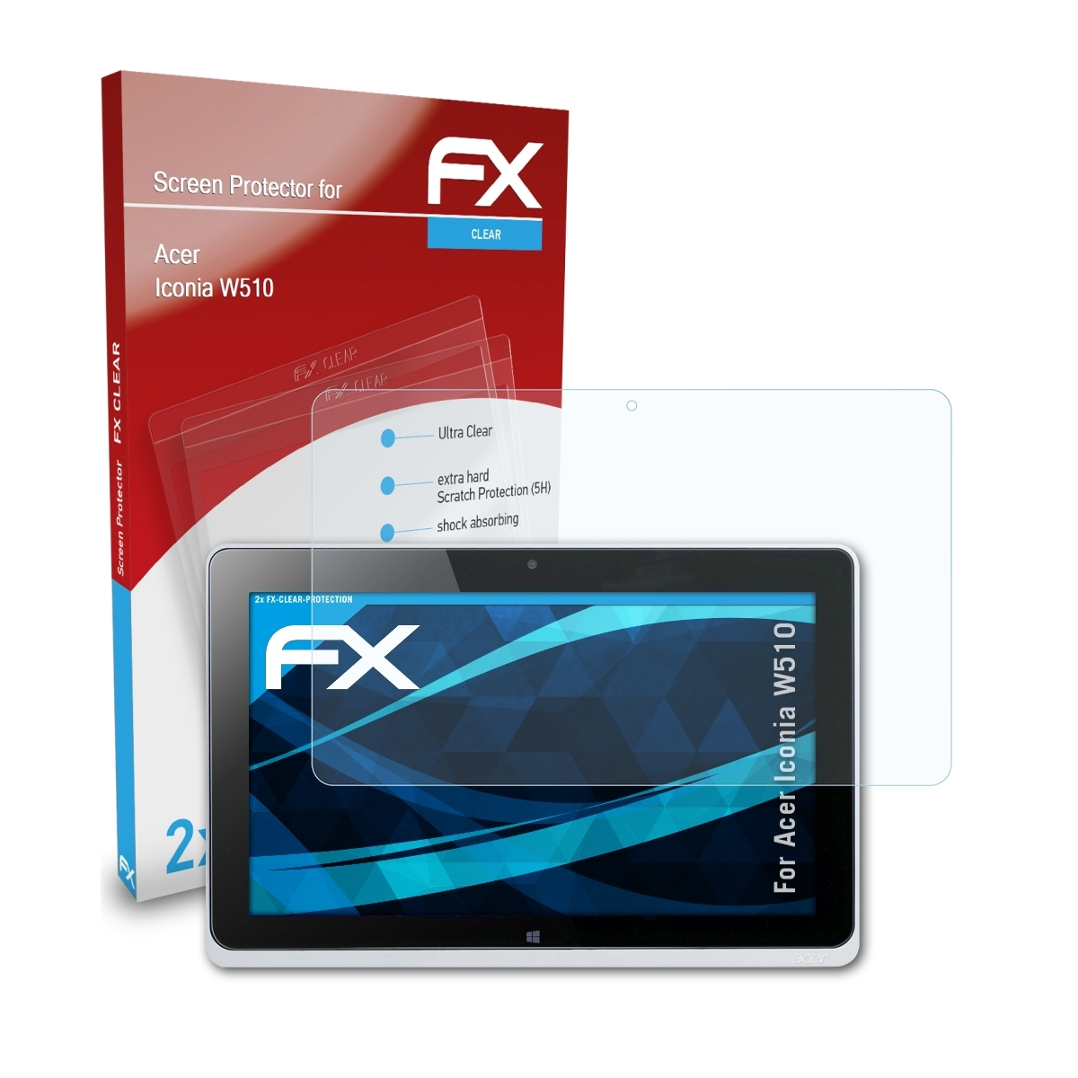 2x Iconia FX-Clear Acer ATFOLIX Displayschutz(für W510)