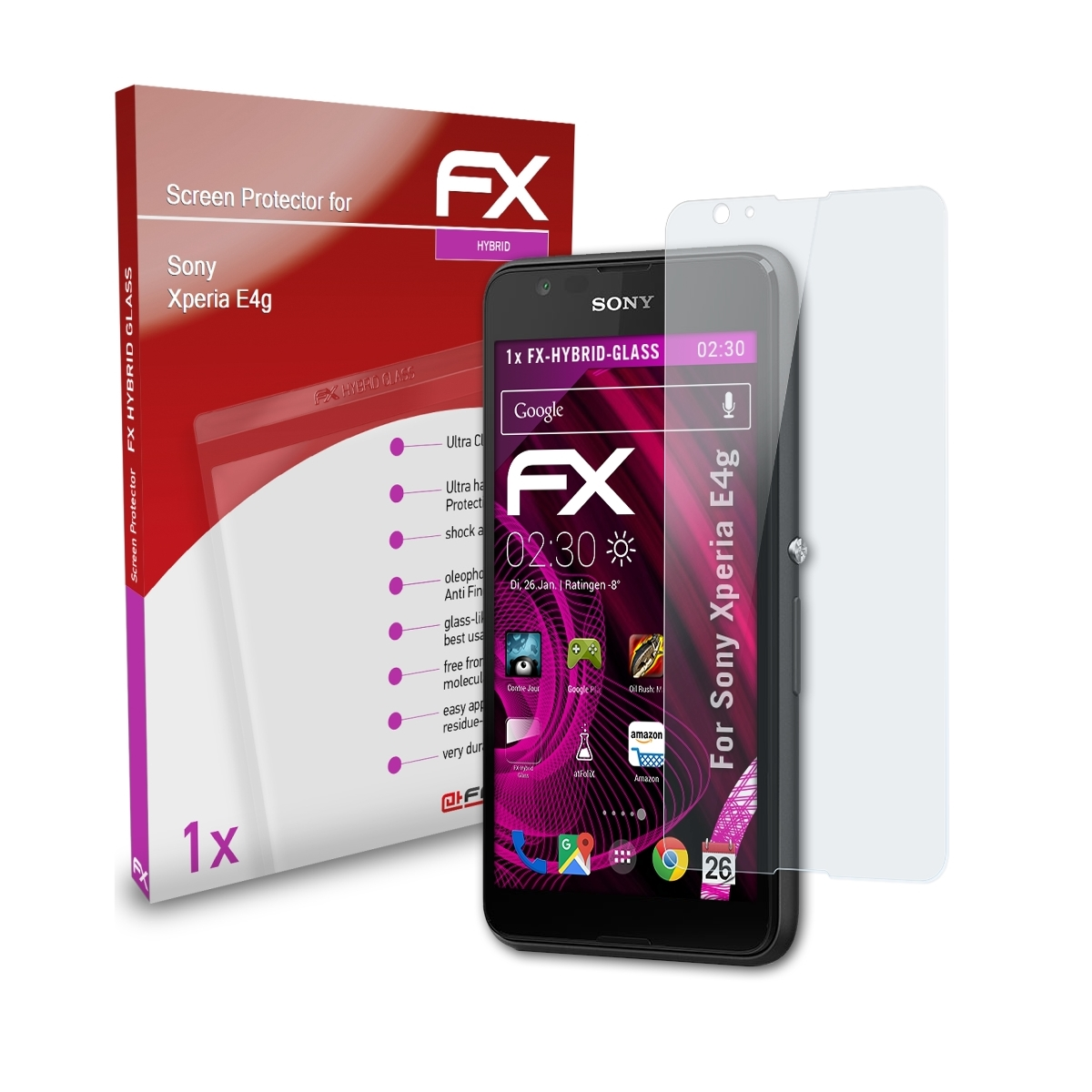 ATFOLIX Schutzglas(für Sony FX-Hybrid-Glass E4g) Xperia