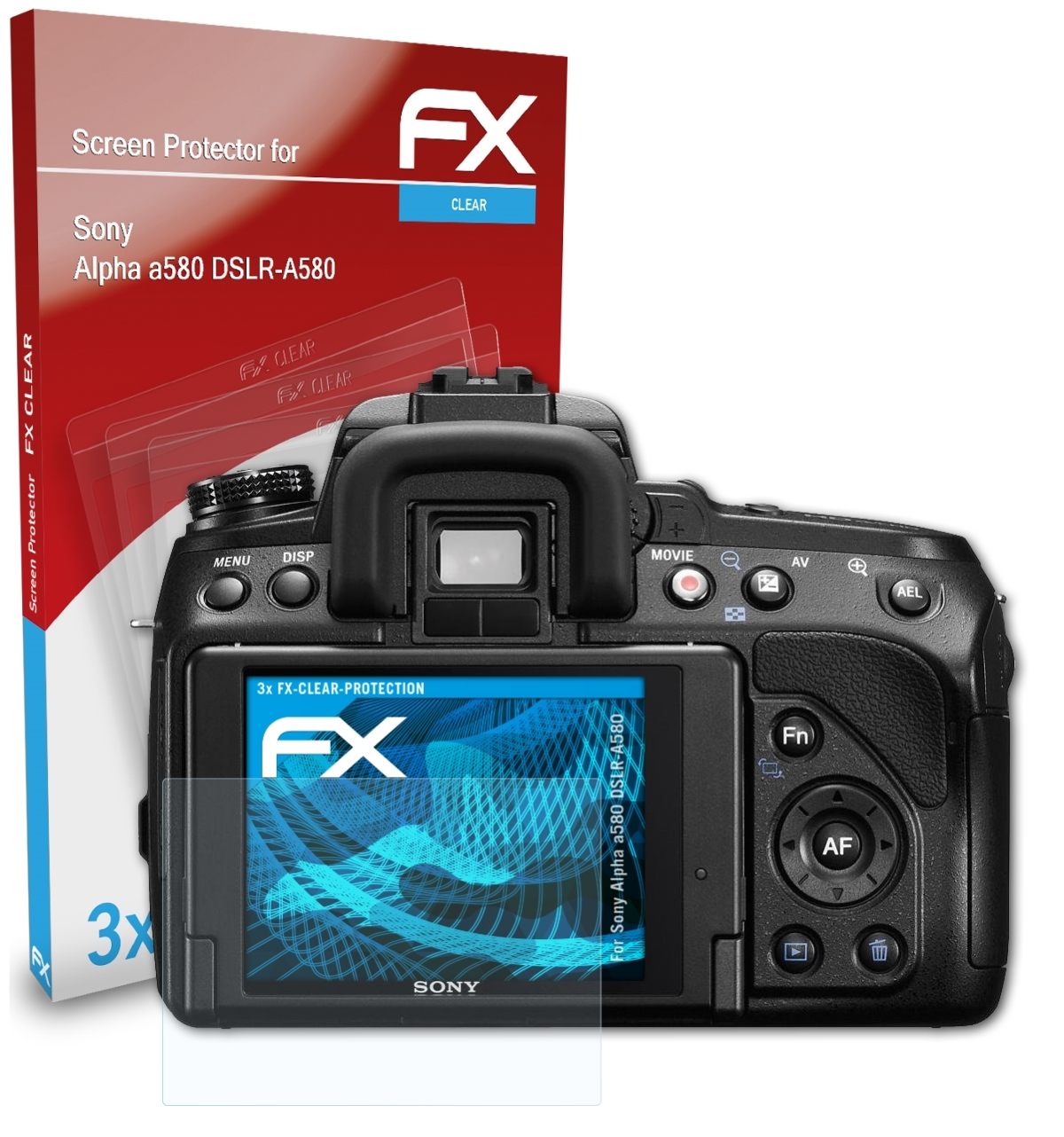 (DSLR-A580)) 3x Sony a580 ATFOLIX FX-Clear Displayschutz(für Alpha