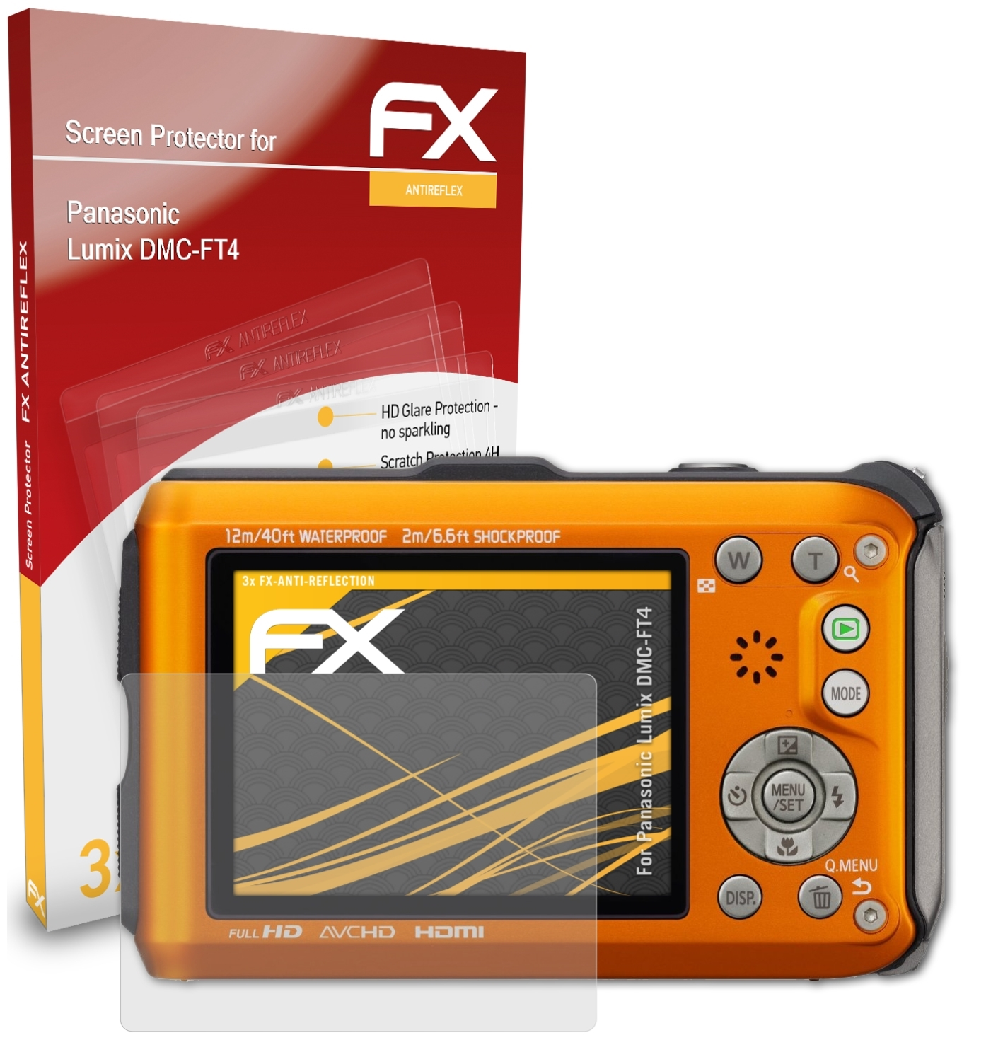 Lumix Panasonic DMC-FT4) Displayschutz(für 3x ATFOLIX FX-Antireflex