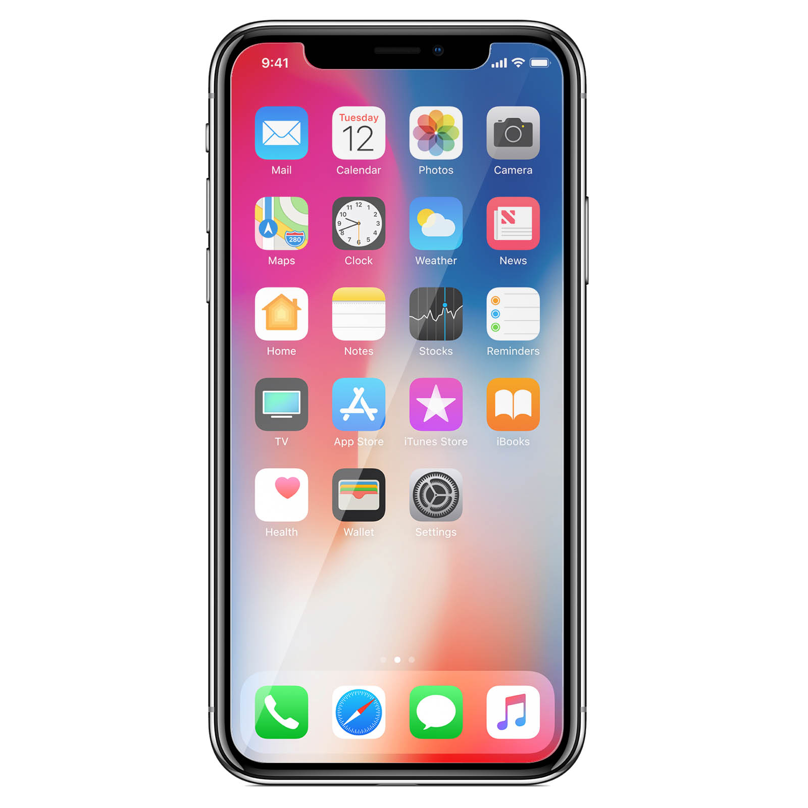 Un iPhone con molte icone di app. Lo schermo mostra l'ora e la barra del segnale.