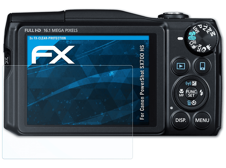 ATFOLIX 3x FX-Clear Displayschutz(für Canon SX700 HS) PowerShot