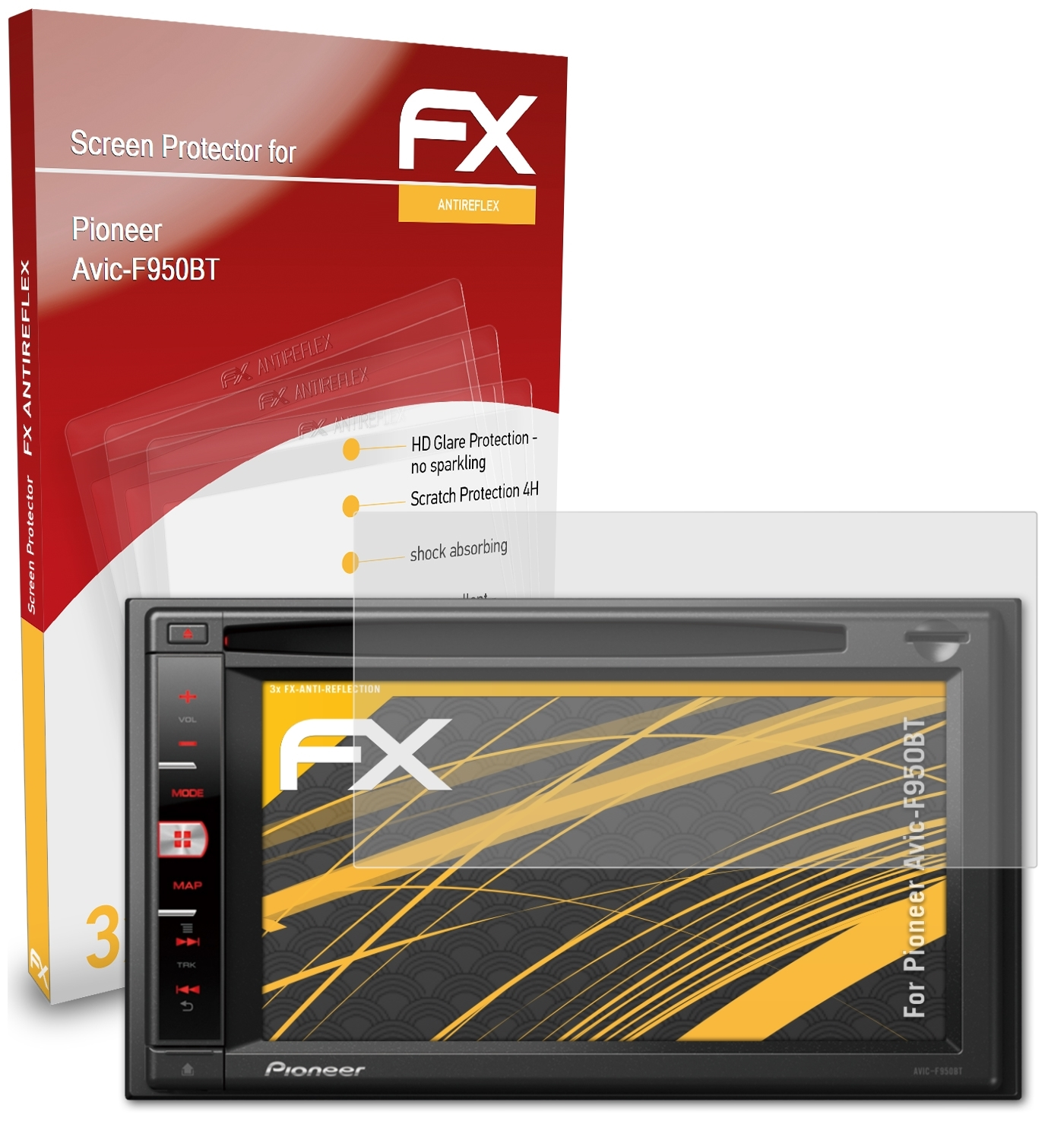 Pioneer Displayschutz(für 3x Avic-F950BT) ATFOLIX FX-Antireflex