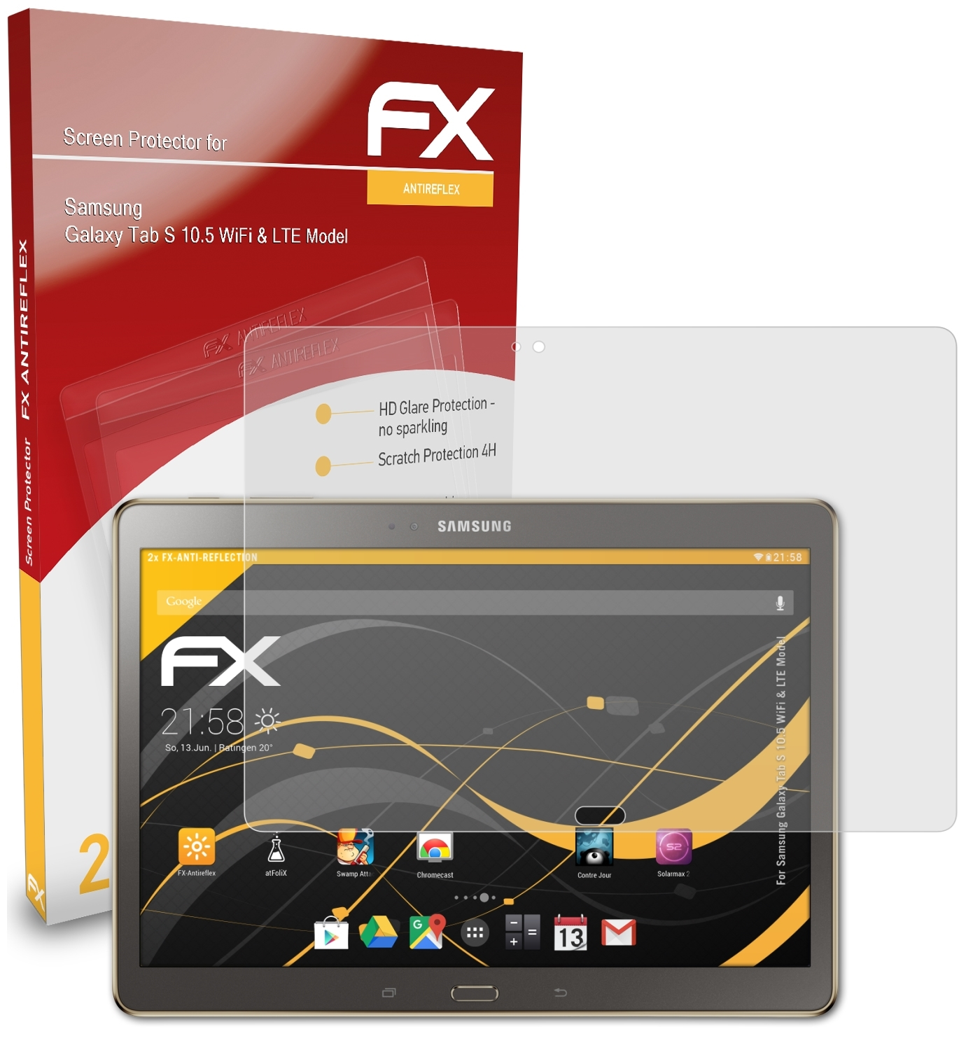 Model)) 2x ATFOLIX & Samsung FX-Antireflex (WiFi S Displayschutz(für Galaxy LTE 10.5 Tab