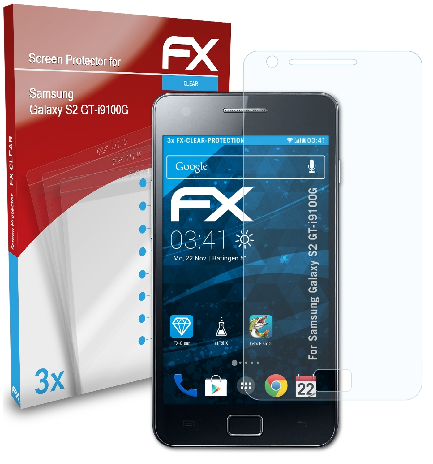 ATFOLIX 3x FX-Clear Displayschutz(für Samsung S2 Galaxy (GT-i9100G))