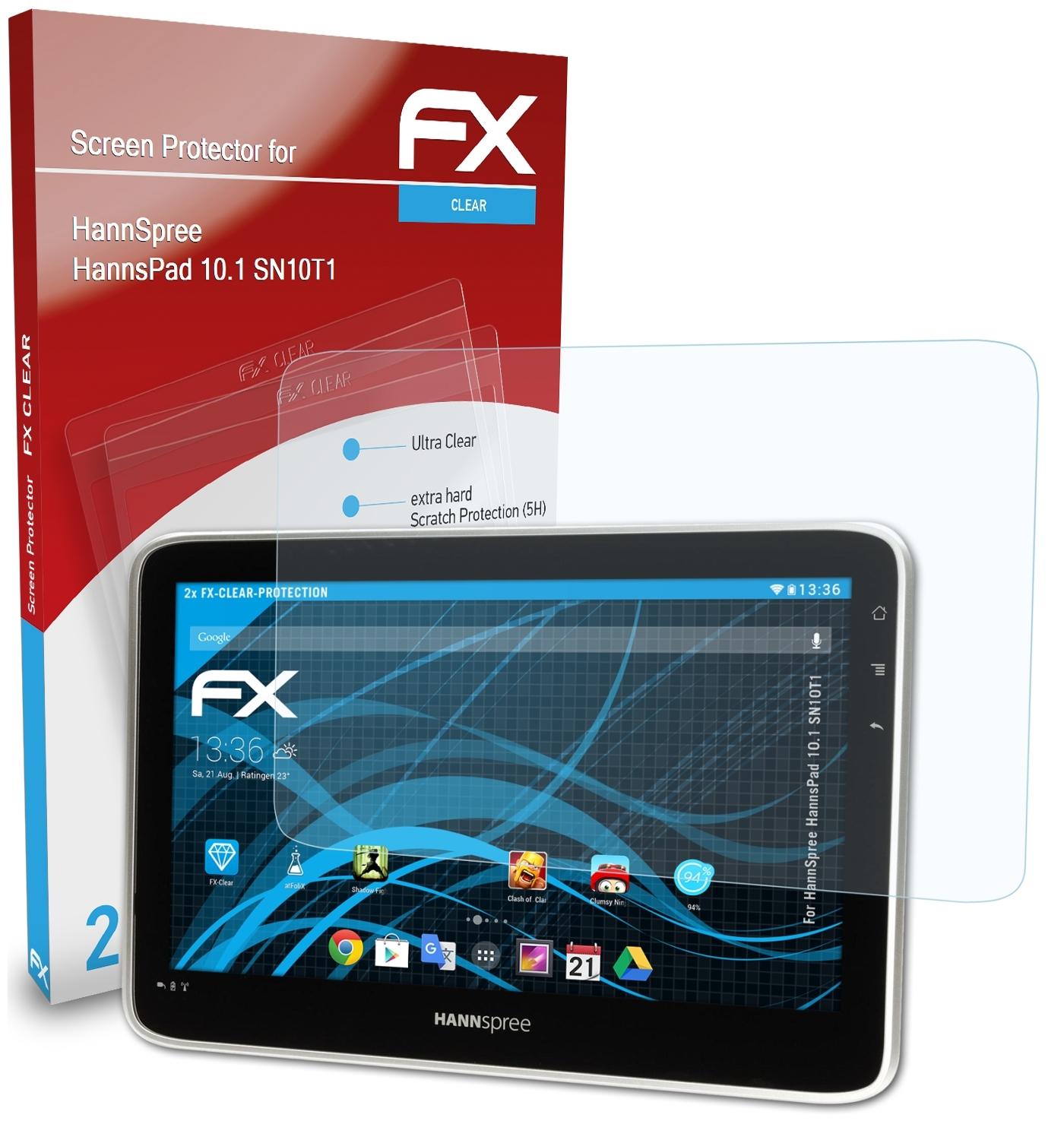 2x FX-Clear 10.1 (SN10T1)) Displayschutz(für HannSpree ATFOLIX HannsPad