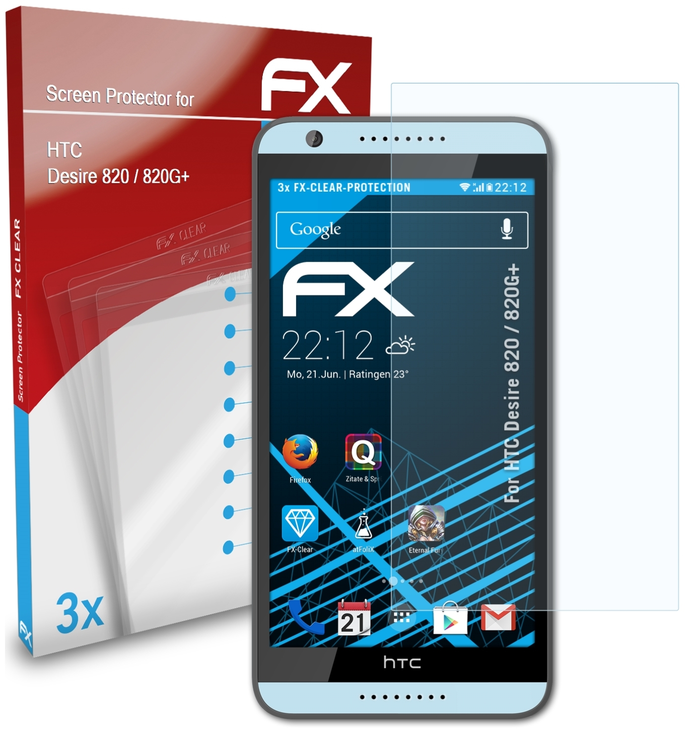 HTC 3x Desire ATFOLIX Displayschutz(für FX-Clear 820 / 820G+)