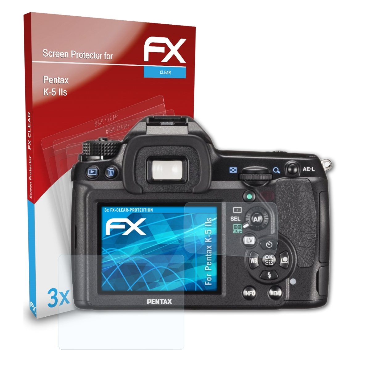 ATFOLIX 3x FX-Clear Displayschutz(für Pentax IIs) K-5