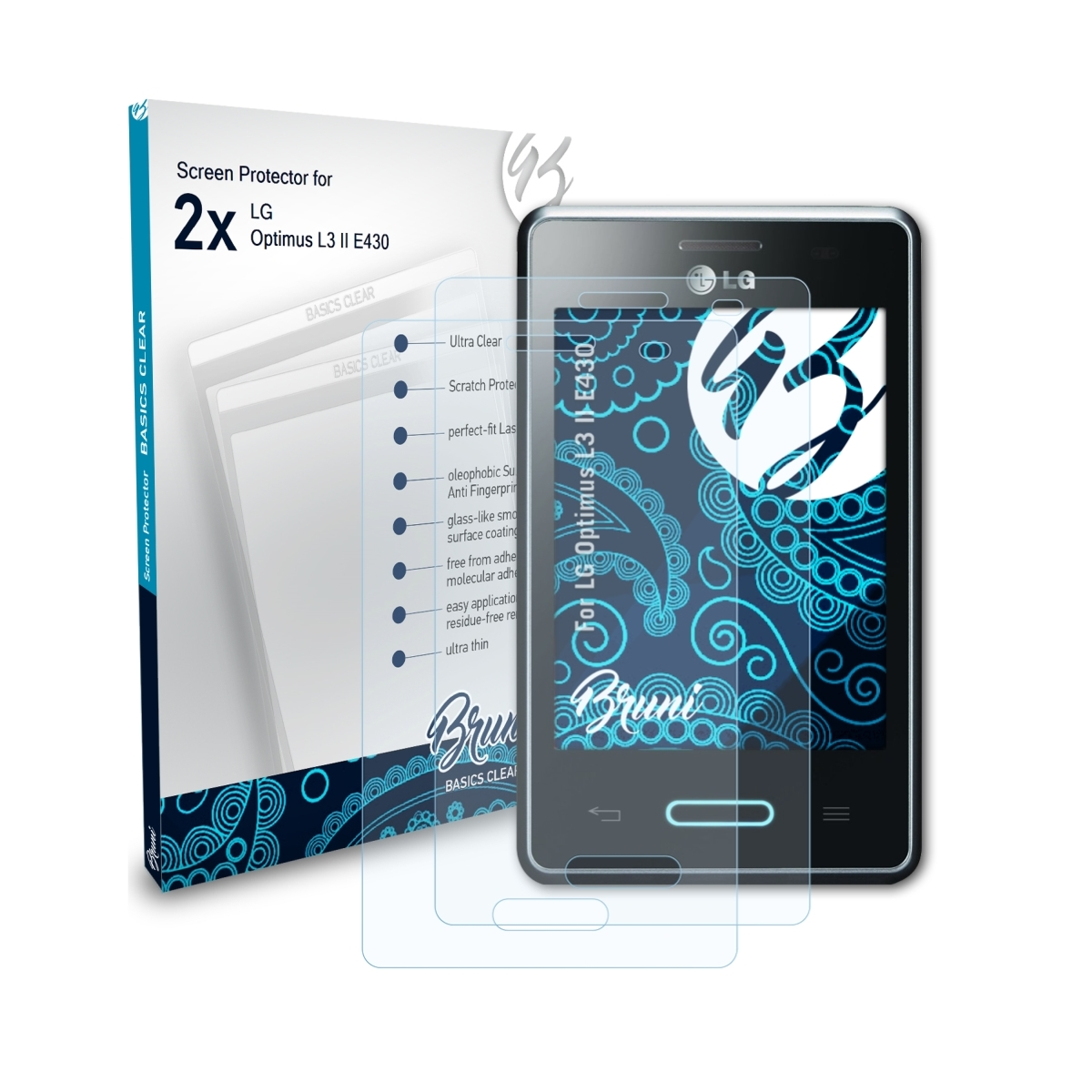BRUNI 2x LG Schutzfolie(für L3 (E430)) Optimus Basics-Clear II