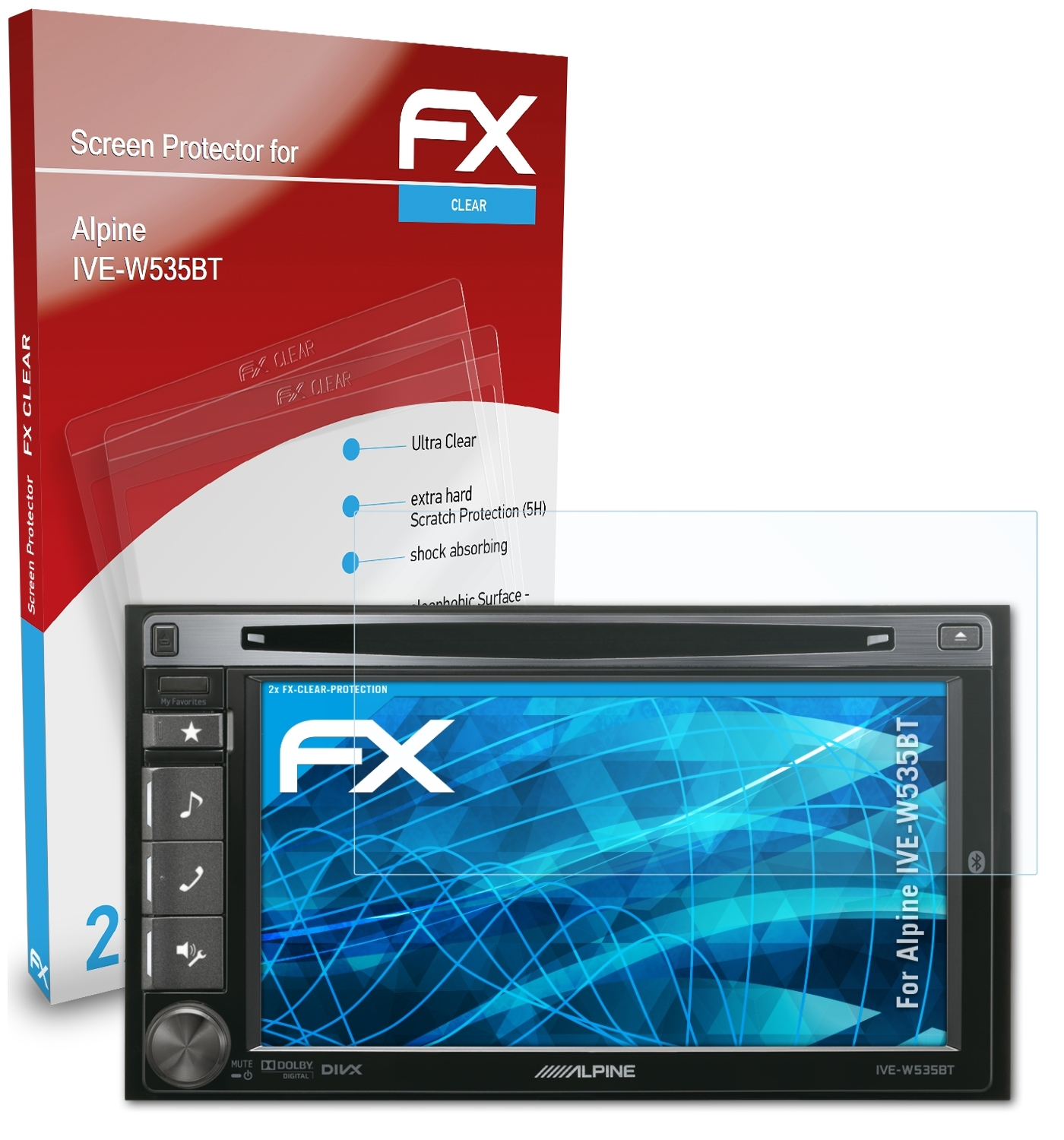 ATFOLIX 2x FX-Clear Alpine IVE-W535BT) Displayschutz(für