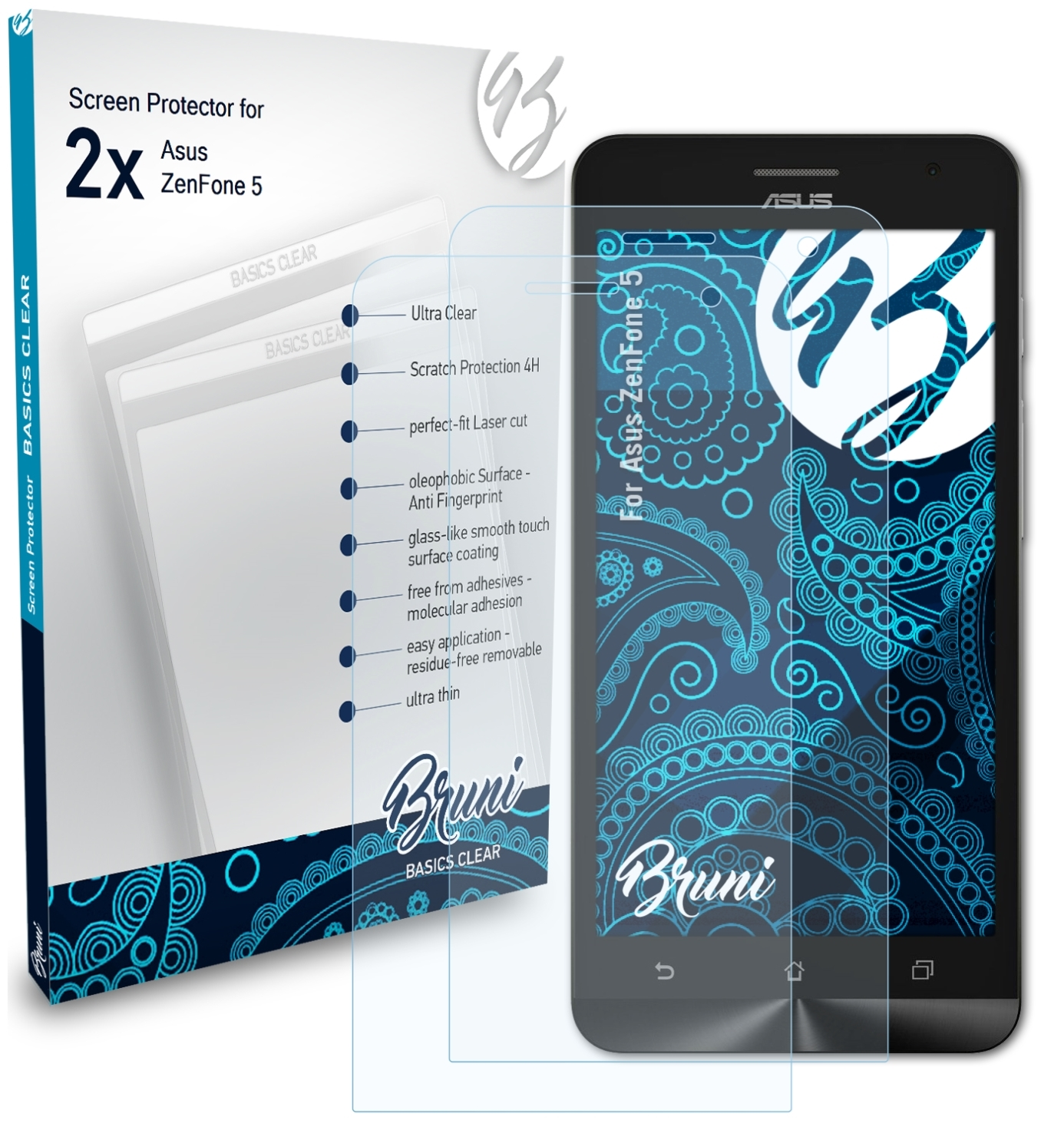 BRUNI 2x Basics-Clear 5) Asus Schutzfolie(für ZenFone