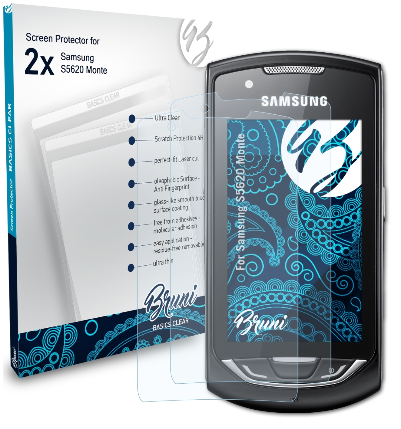 Monte) S5620 Basics-Clear Schutzfolie(für Samsung 2x BRUNI
