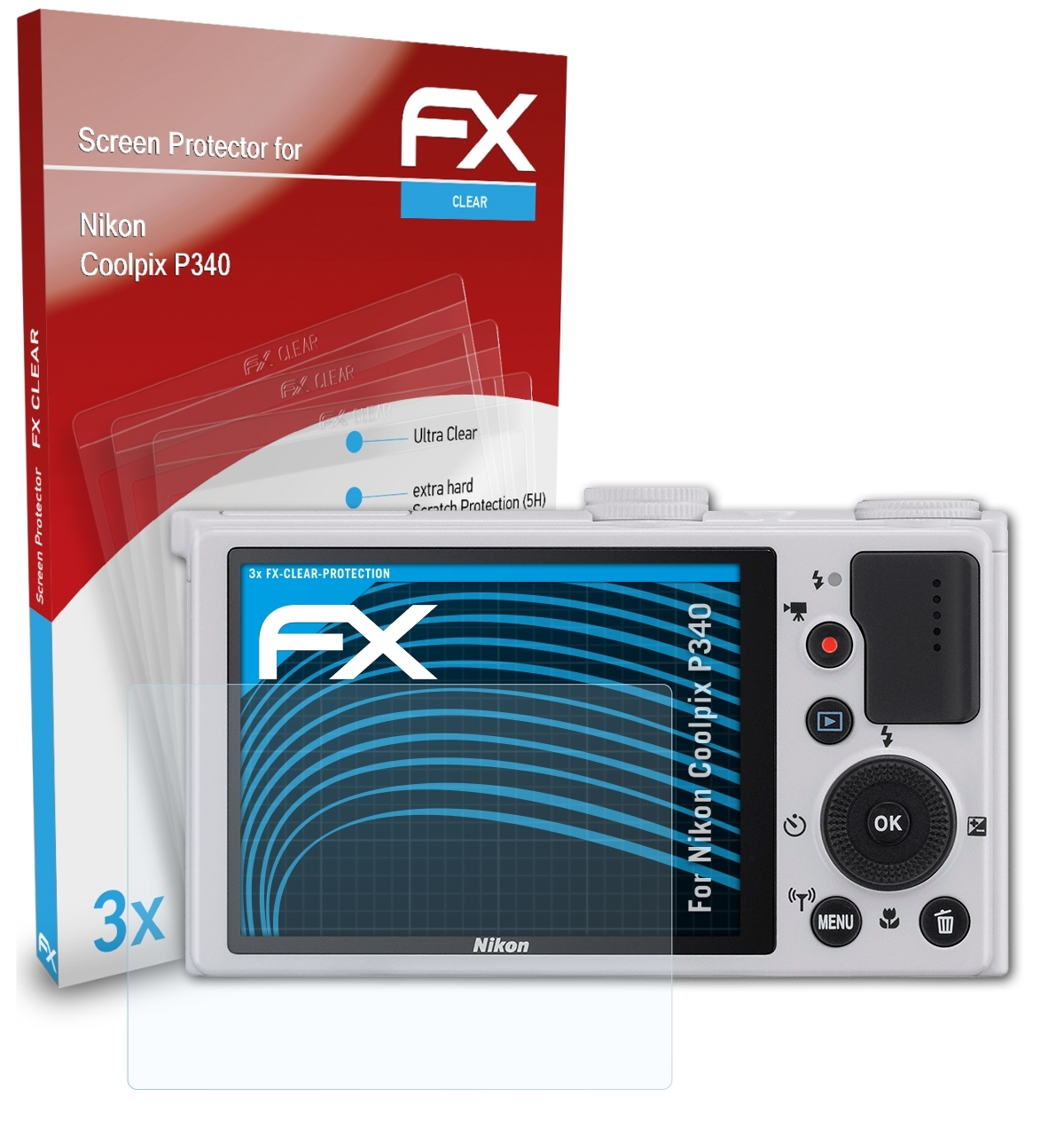 ATFOLIX 3x FX-Clear Displayschutz(für P340) Nikon Coolpix