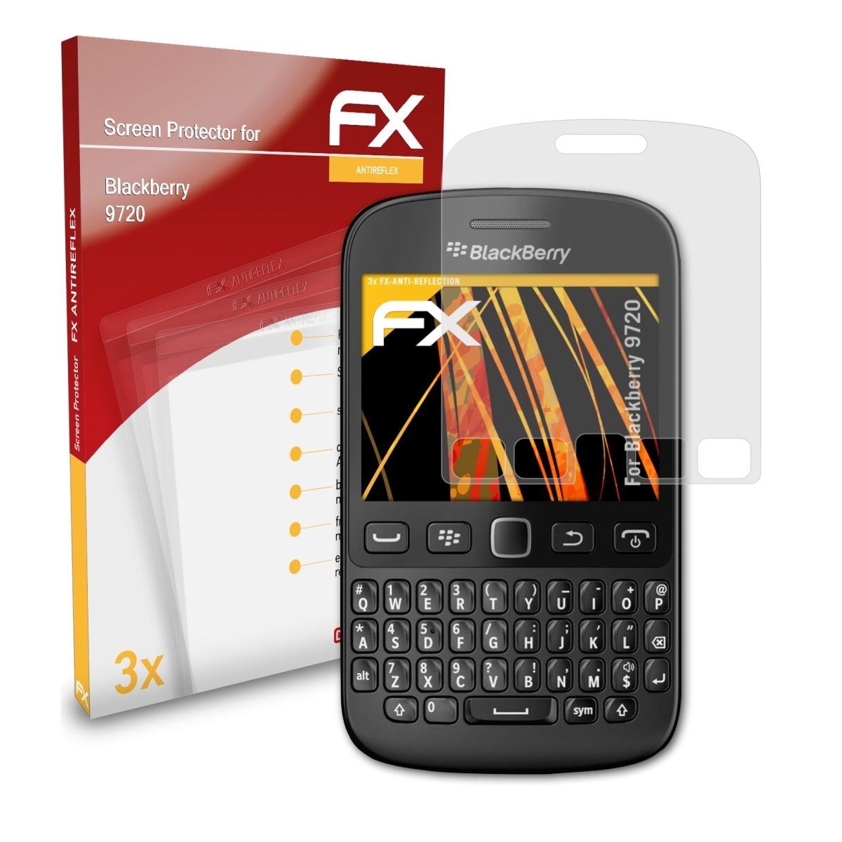 3x Displayschutz(für Blackberry FX-Antireflex 9720) ATFOLIX