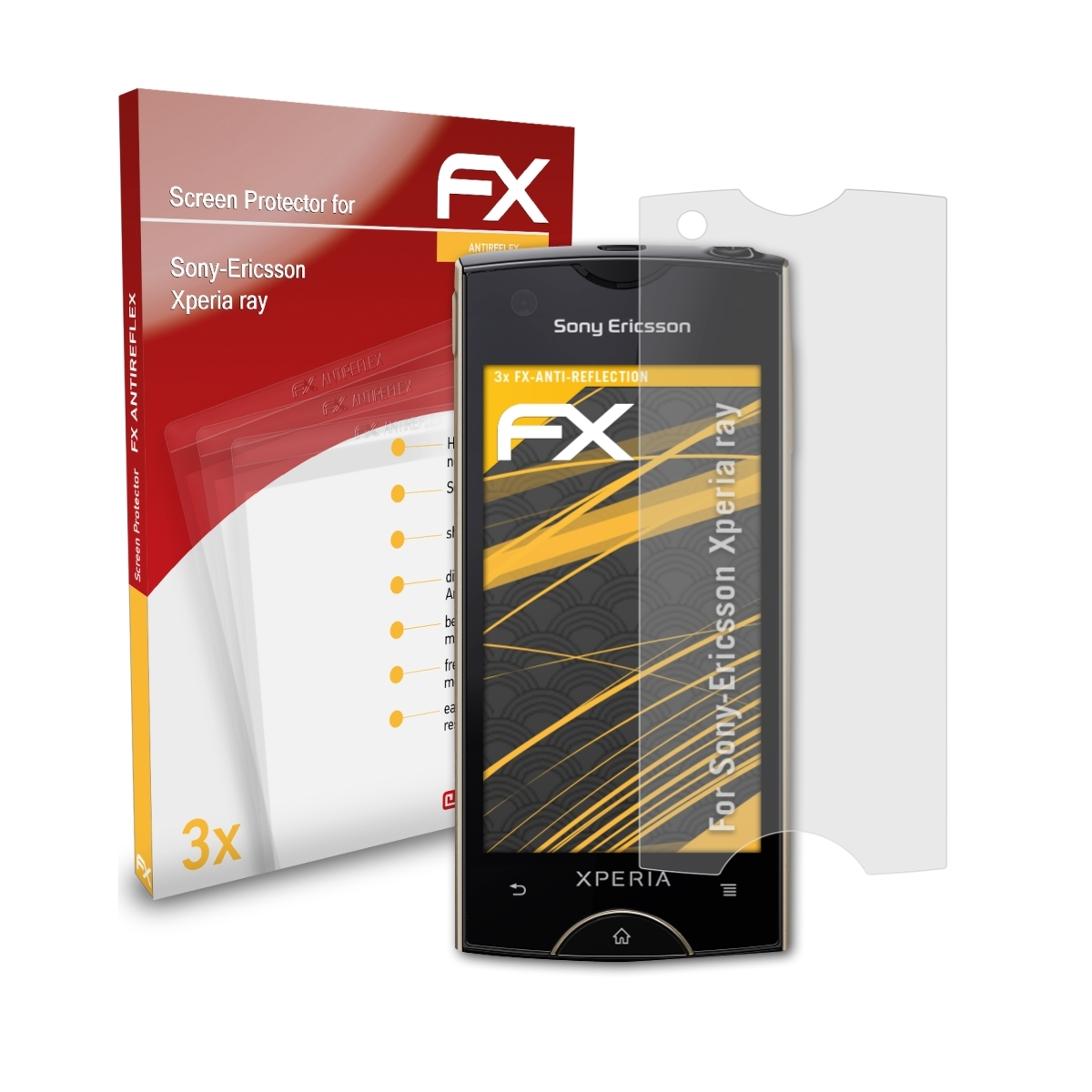 3x FX-Antireflex Xperia Sony-Ericsson ATFOLIX ray) Displayschutz(für