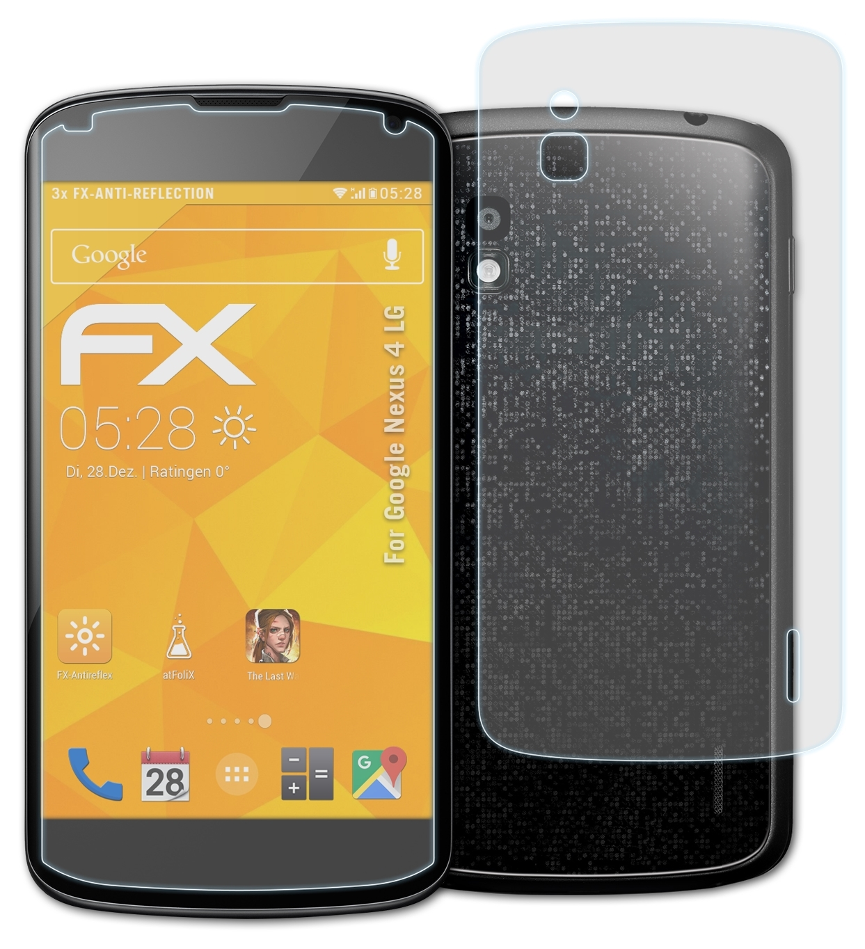 4 Google 3x Displayschutz(für (LG)) ATFOLIX Nexus FX-Antireflex