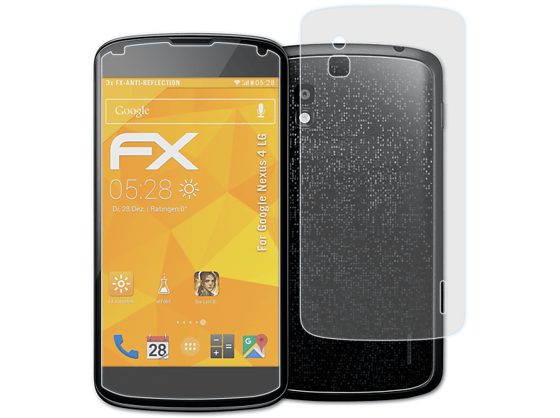 4 Google 3x Displayschutz(für (LG)) ATFOLIX Nexus FX-Antireflex