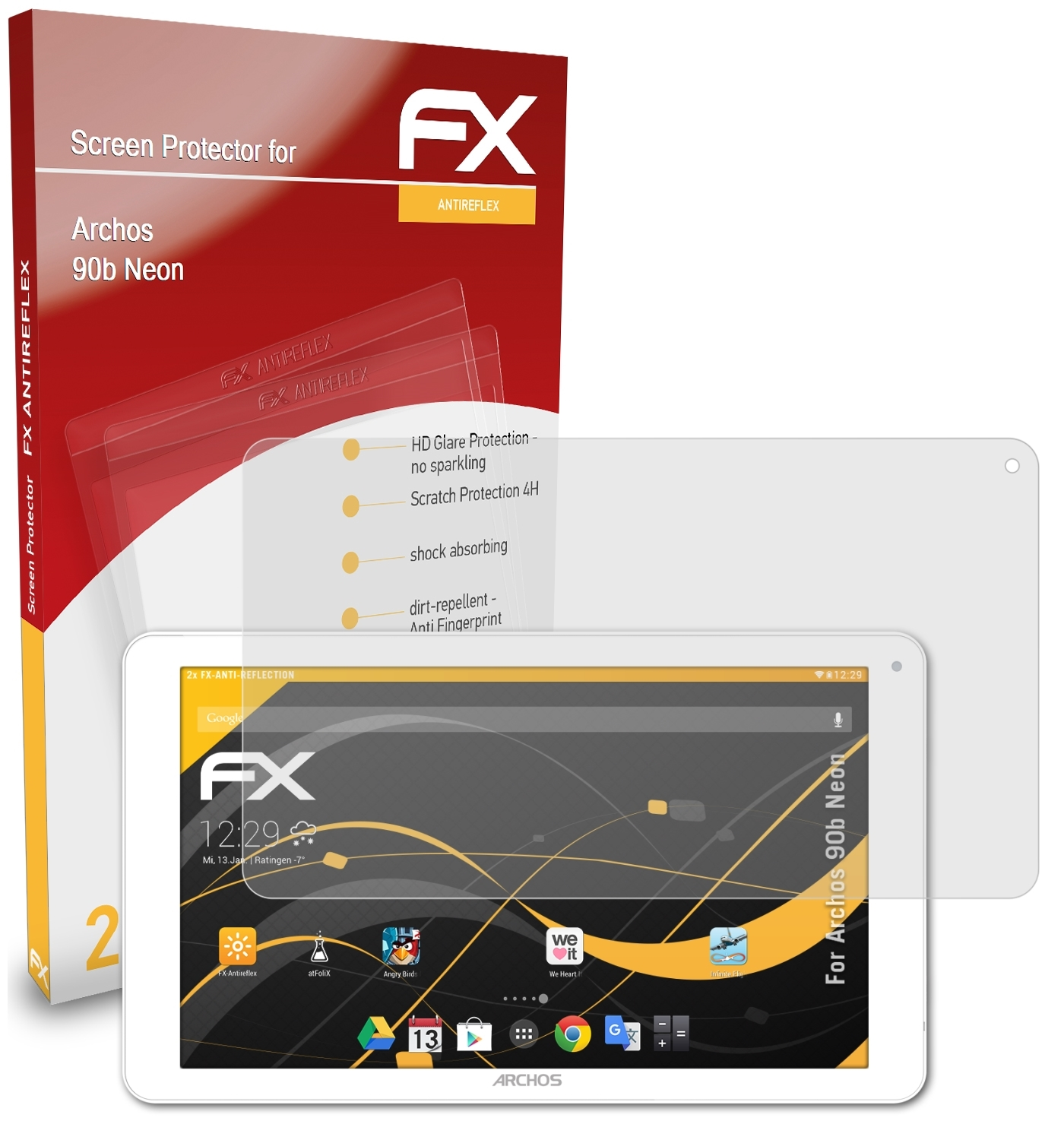 ATFOLIX Neon) FX-Antireflex Displayschutz(für Archos 2x 90b