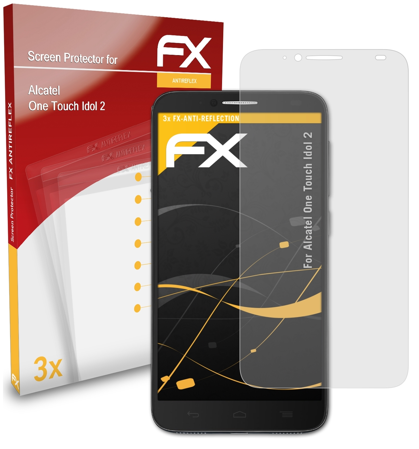 ATFOLIX 3x FX-Antireflex Displayschutz(für Alcatel Idol 2) One Touch