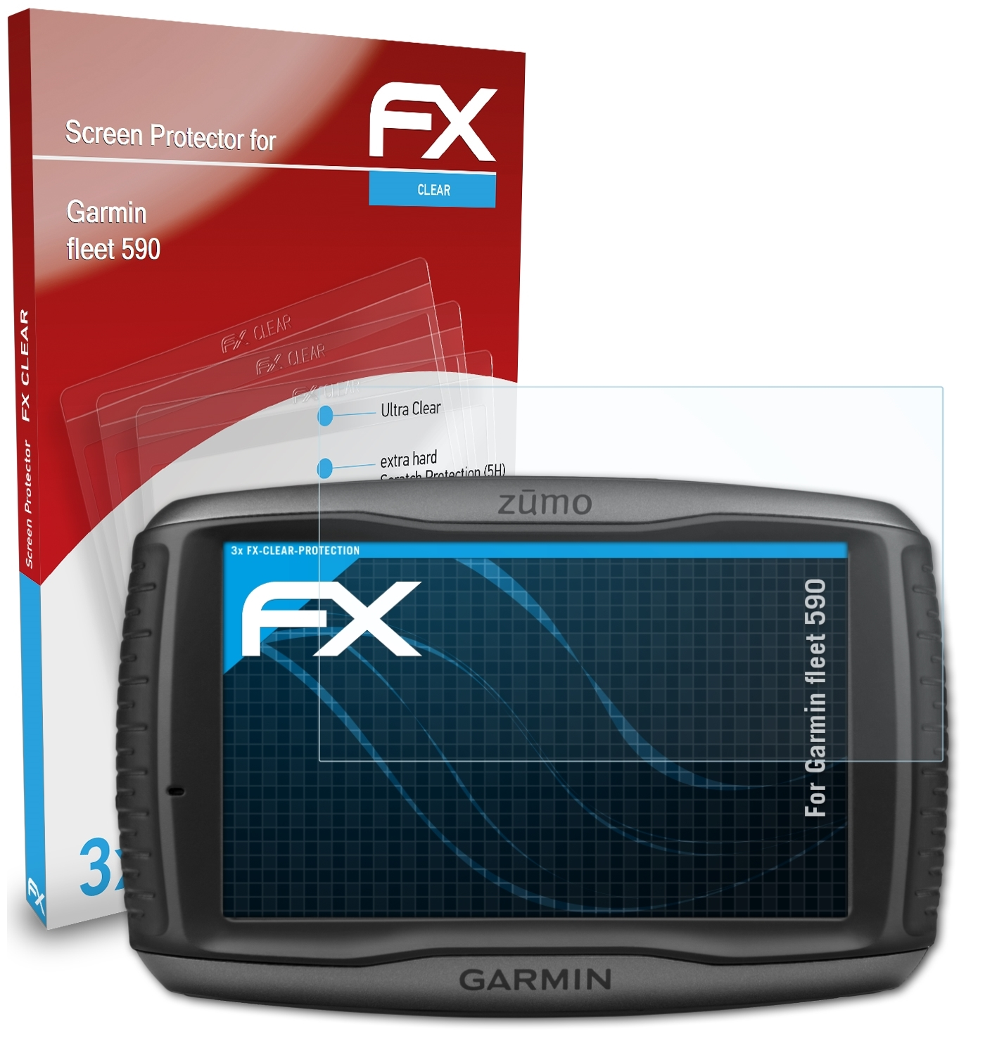 ATFOLIX 3x FX-Clear Displayschutz(für Garmin 590) fleet