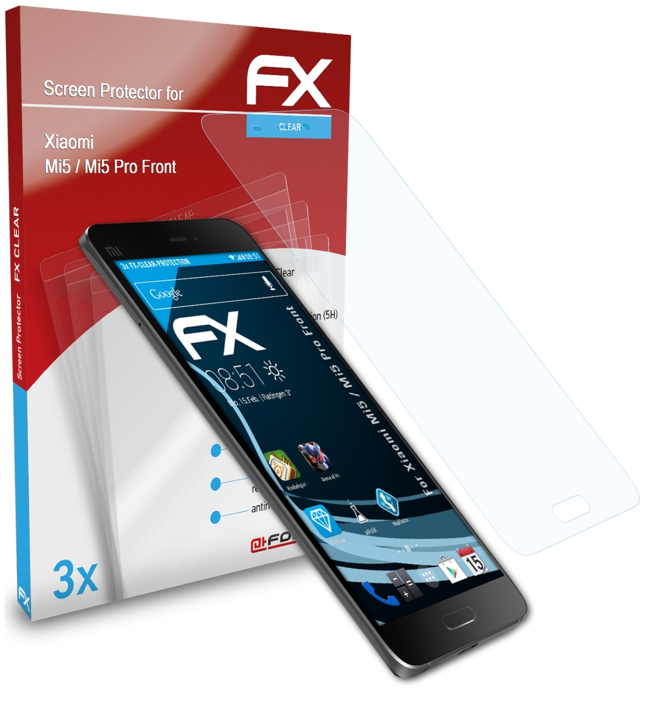 Pro (Front)) / ATFOLIX Displayschutz(für Mi5 FX-Clear Xiaomi 3x Mi5