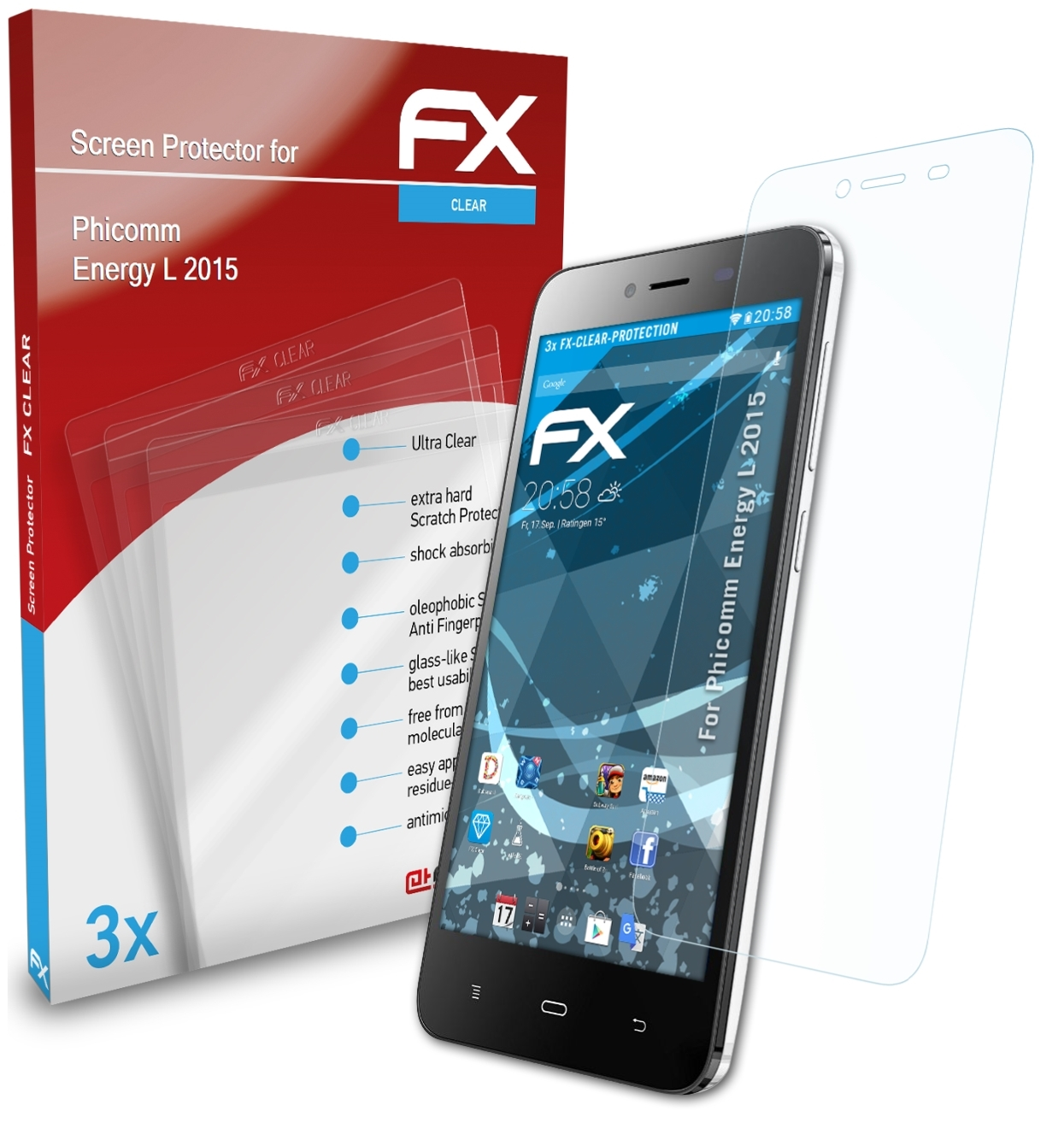 ATFOLIX 3x FX-Clear Displayschutz(für L (2015)) Energy Phicomm