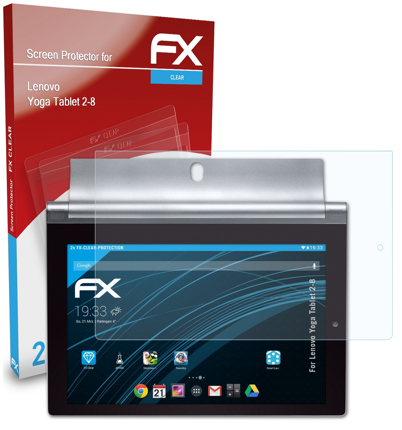 Tablet Yoga Displayschutz(für ATFOLIX 2-8) 2x Lenovo FX-Clear