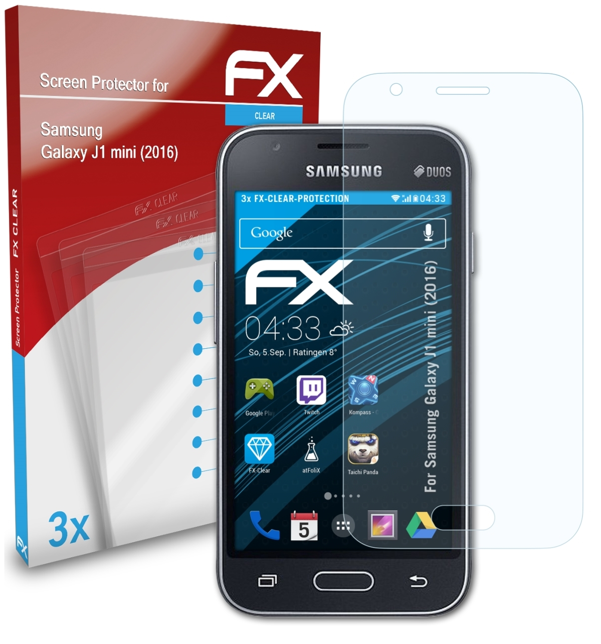 ATFOLIX 3x (2016)) J1 Samsung Displayschutz(für FX-Clear Galaxy mini