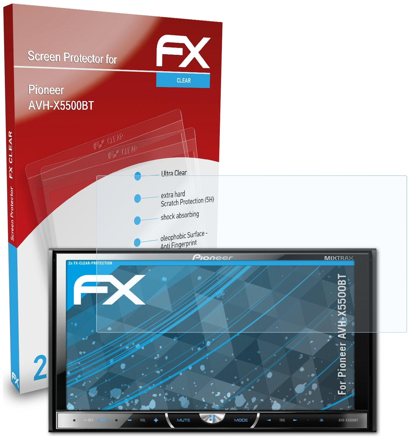 ATFOLIX 2x AVH-X5500BT) Displayschutz(für FX-Clear Pioneer