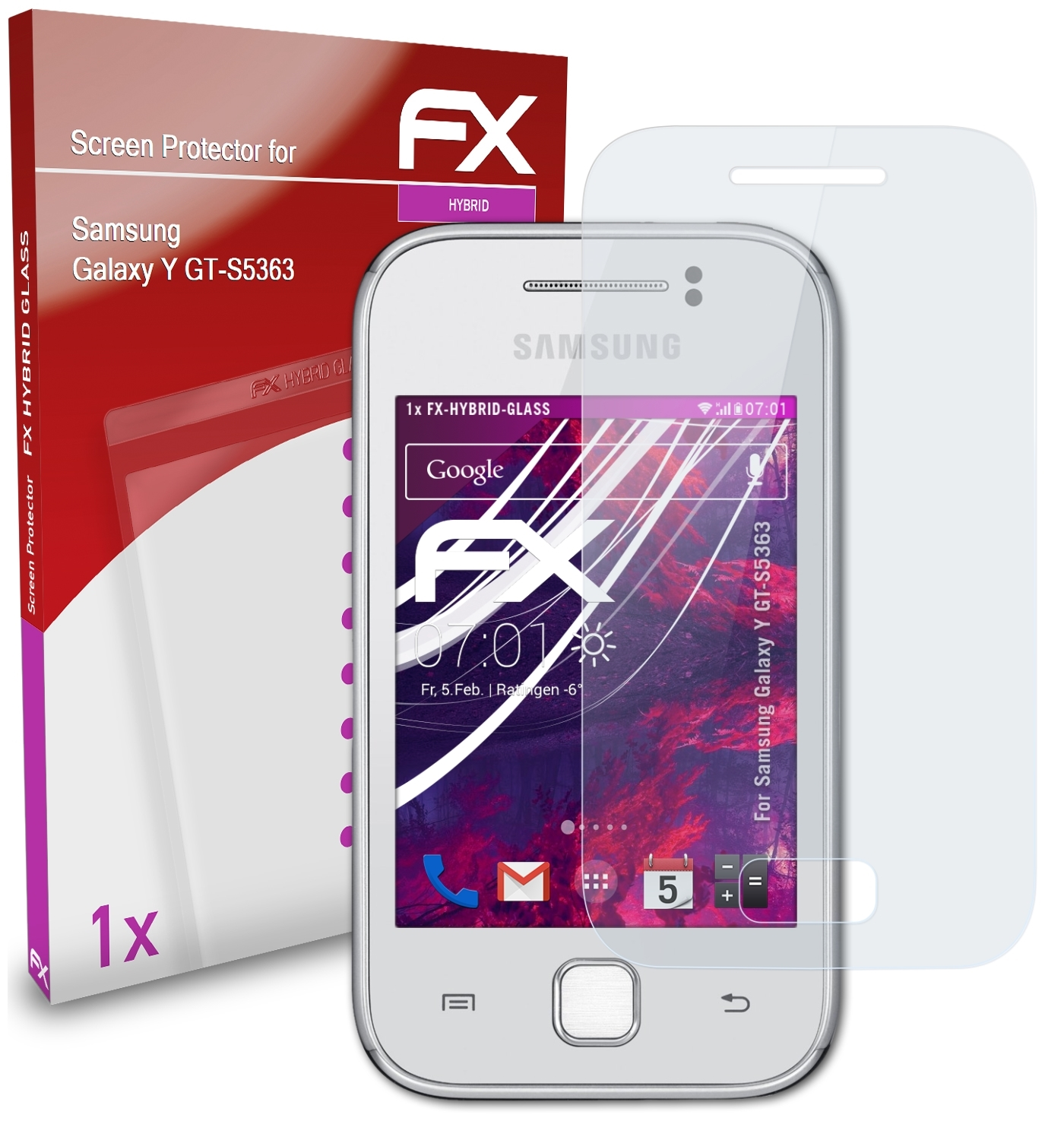 ATFOLIX FX-Hybrid-Glass Y Galaxy (GT-S5363)) Samsung Schutzglas(für