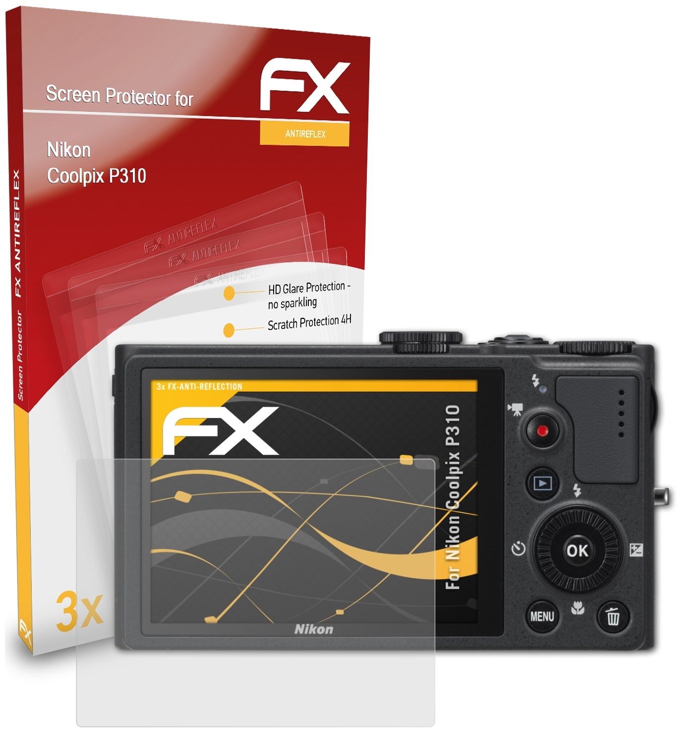 ATFOLIX 3x FX-Antireflex Displayschutz(für Nikon P310) Coolpix